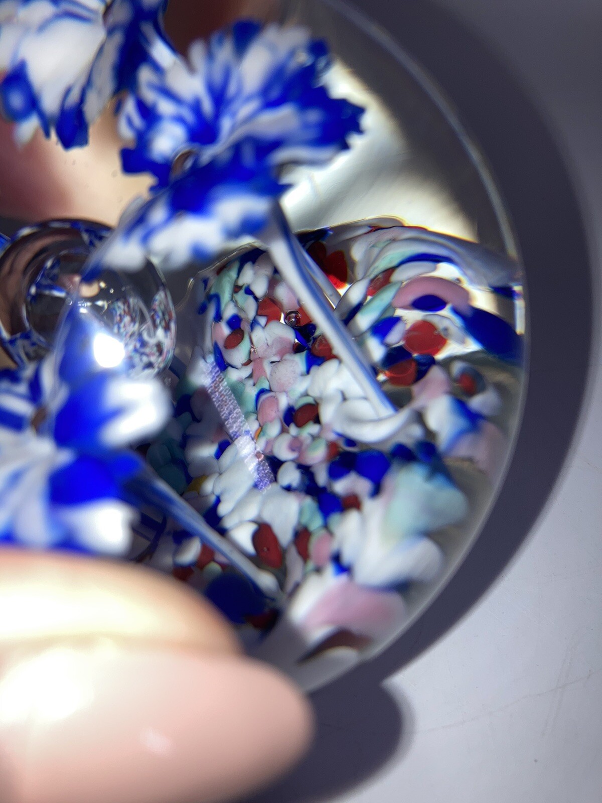 Vintage Floral Paperweight Polished Base 1 Lb 12.6 Oz No Bruises
