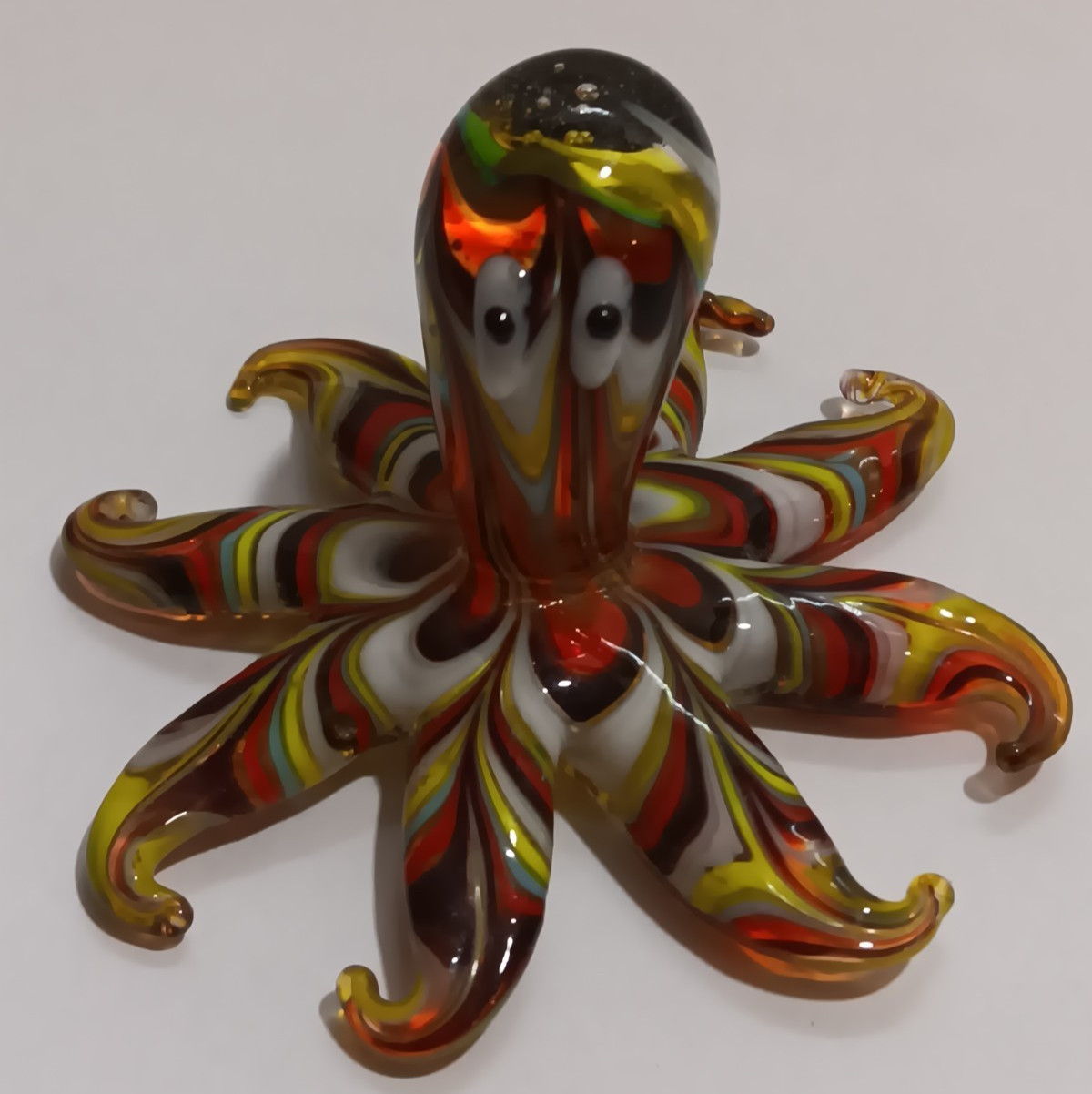 Miniature Art Glass Octopus Multi Color Hand Blown Figurine Delicate 2.5″inch
