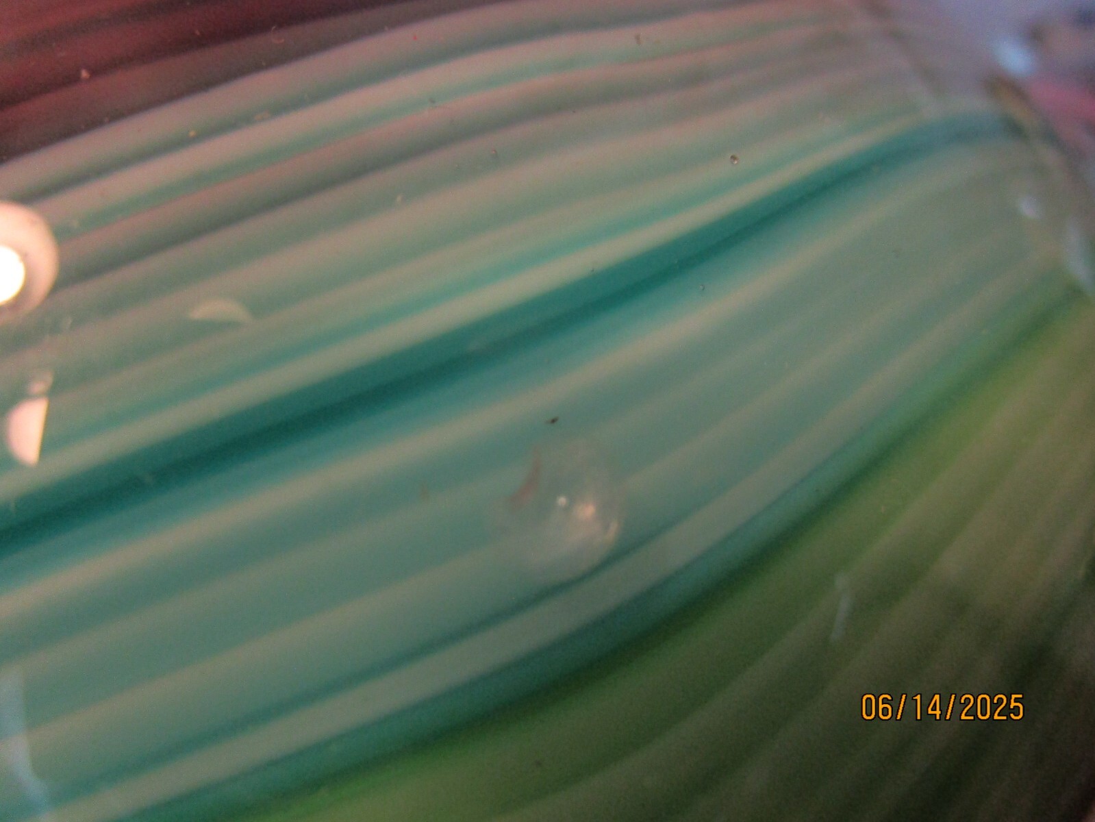 Vibrant Multi Colored Striped Heavy Art Glass Vase 13” Tall Nice