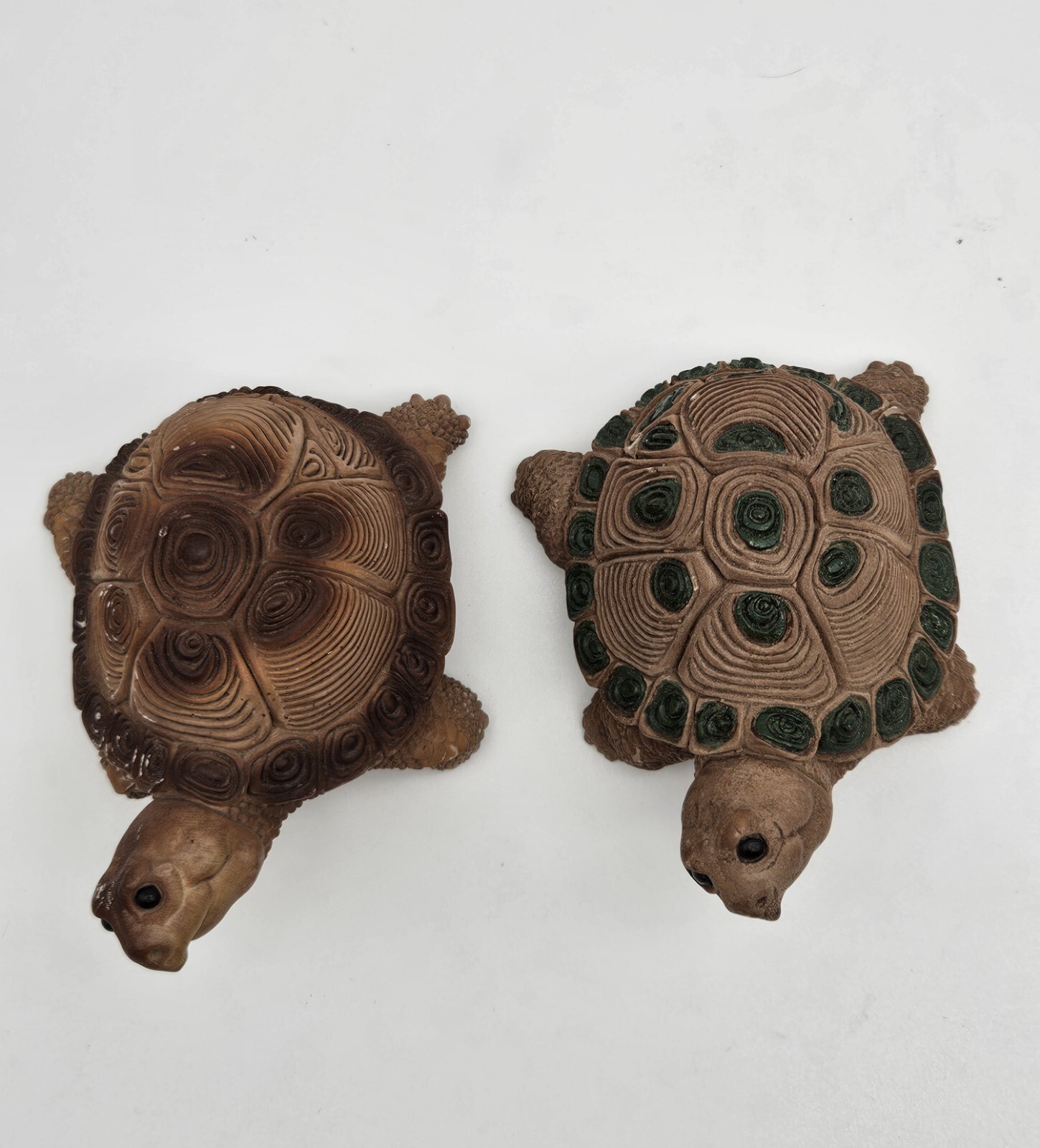 Vintage Don James Turtle Figurine Clay Unique Details Set Of 2 Handmade Signed