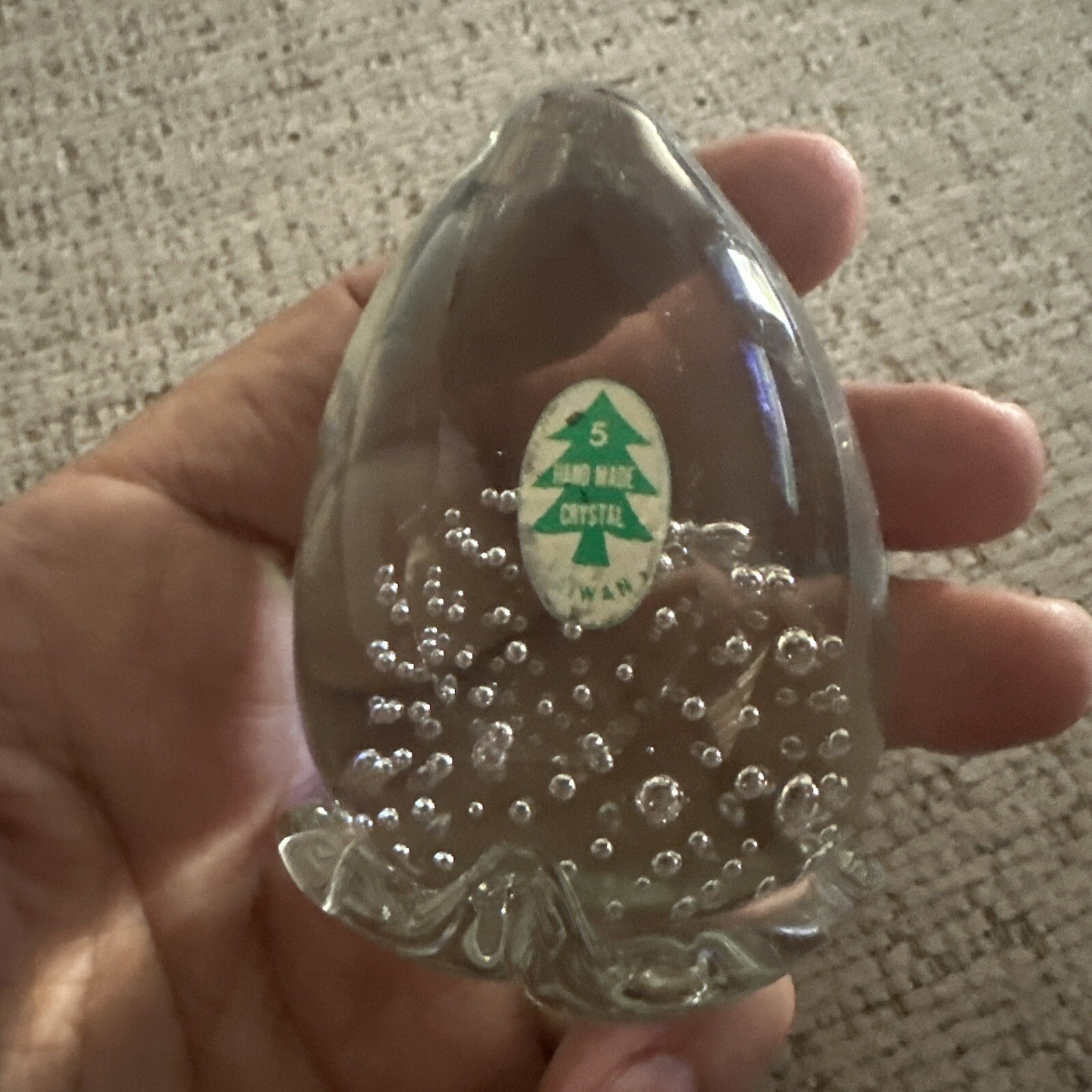 Art Glass Crystal Clear Pepper PAPERWEIGHT With Internal Bubbles 3.5″ Jalapeno