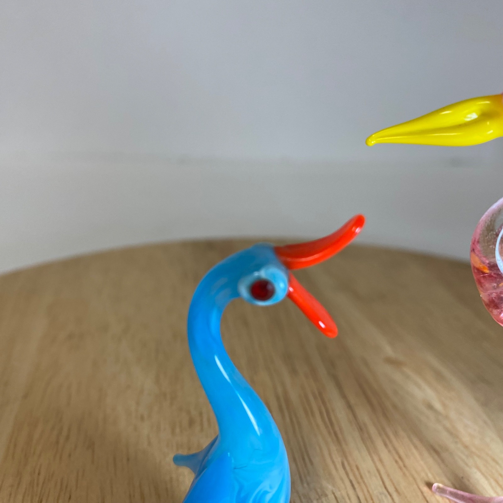 Vintage Murano Style 2 Birds Miniature Figurine • Blue Duck • Flamingo