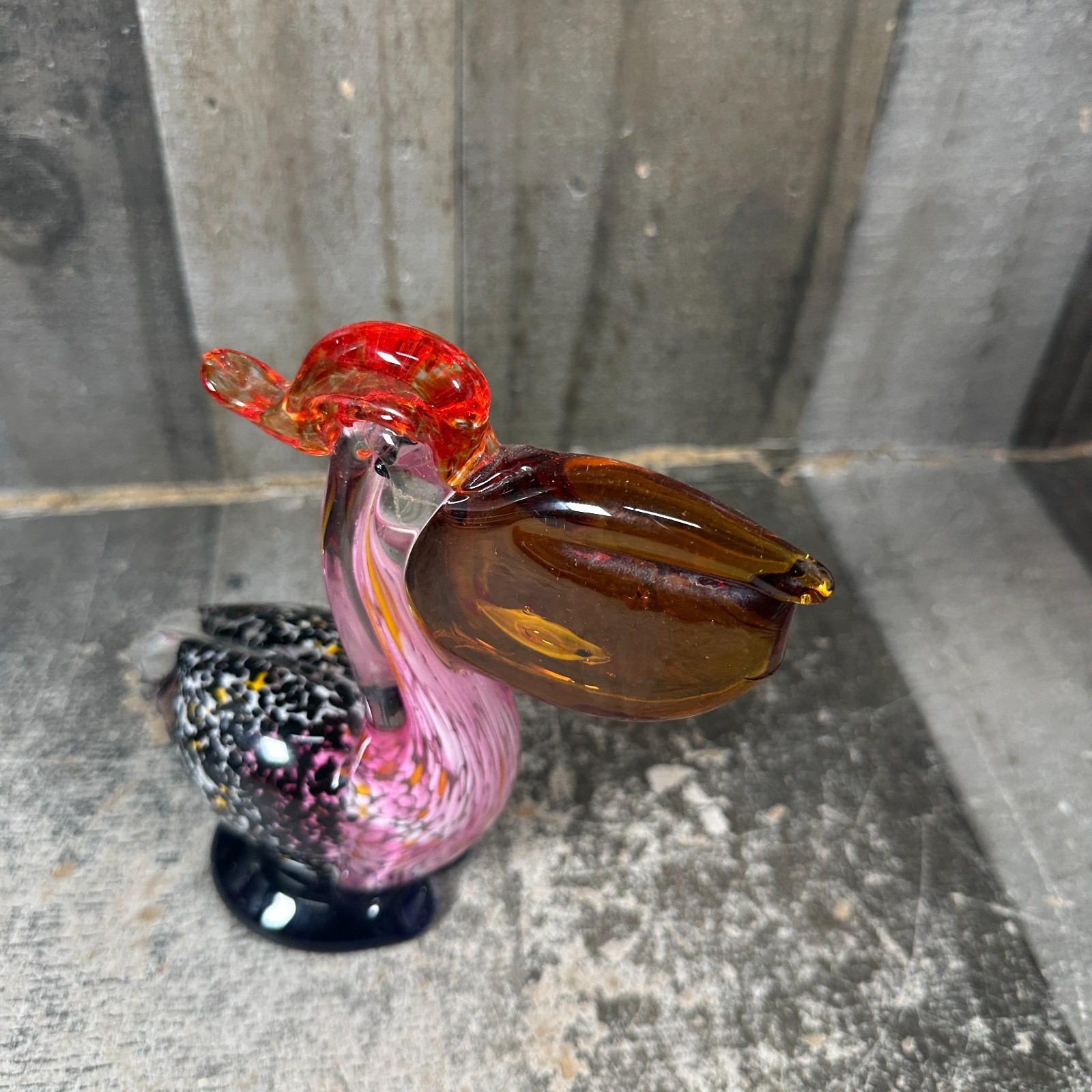 Hand Blown Murano Art Glass Pelican Figurine Sculpture 7″ Tall