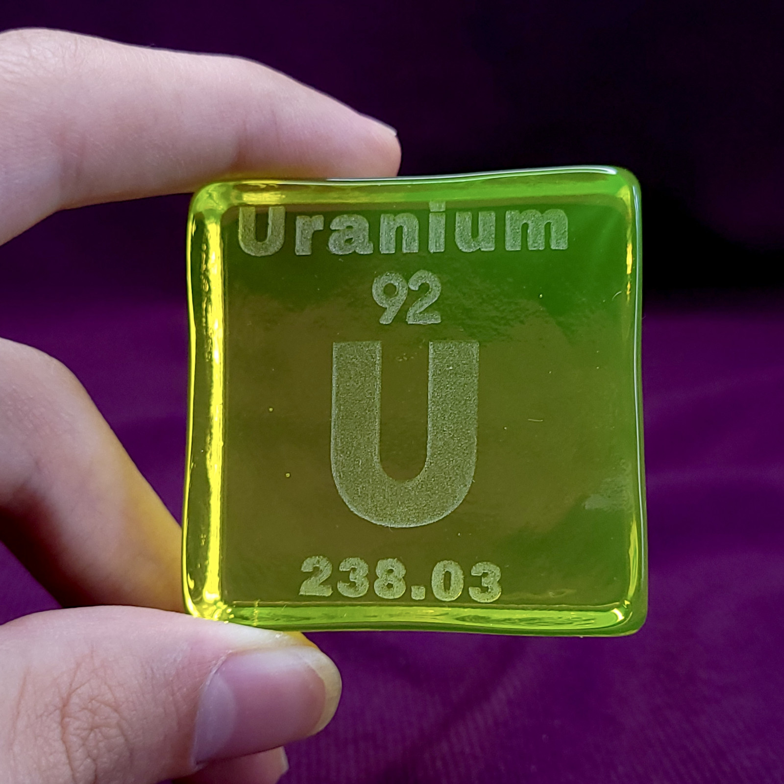 Uranium Glass Element Block Periodic Table Vaseline Glass Collectible Decor