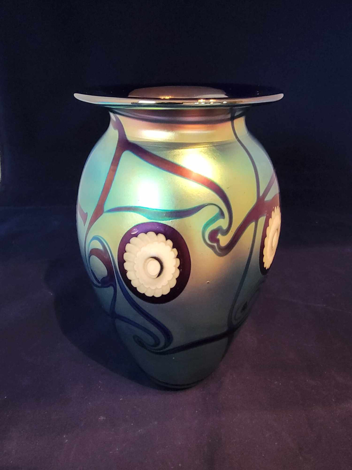 Robert Eickholt Blue Aurene Sea Scape Vase – Signed – 2005