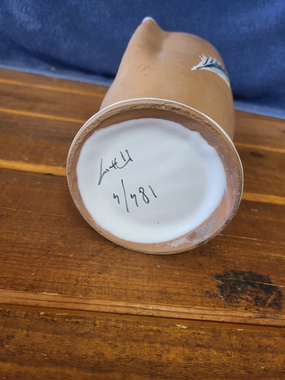 Red Clay Ceramic Vase With A Wheat Motif Very Nice!