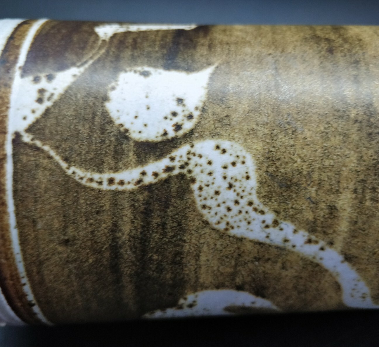 Crutchfield Studio Pottery Vase Vintage Brown Cream Abstract