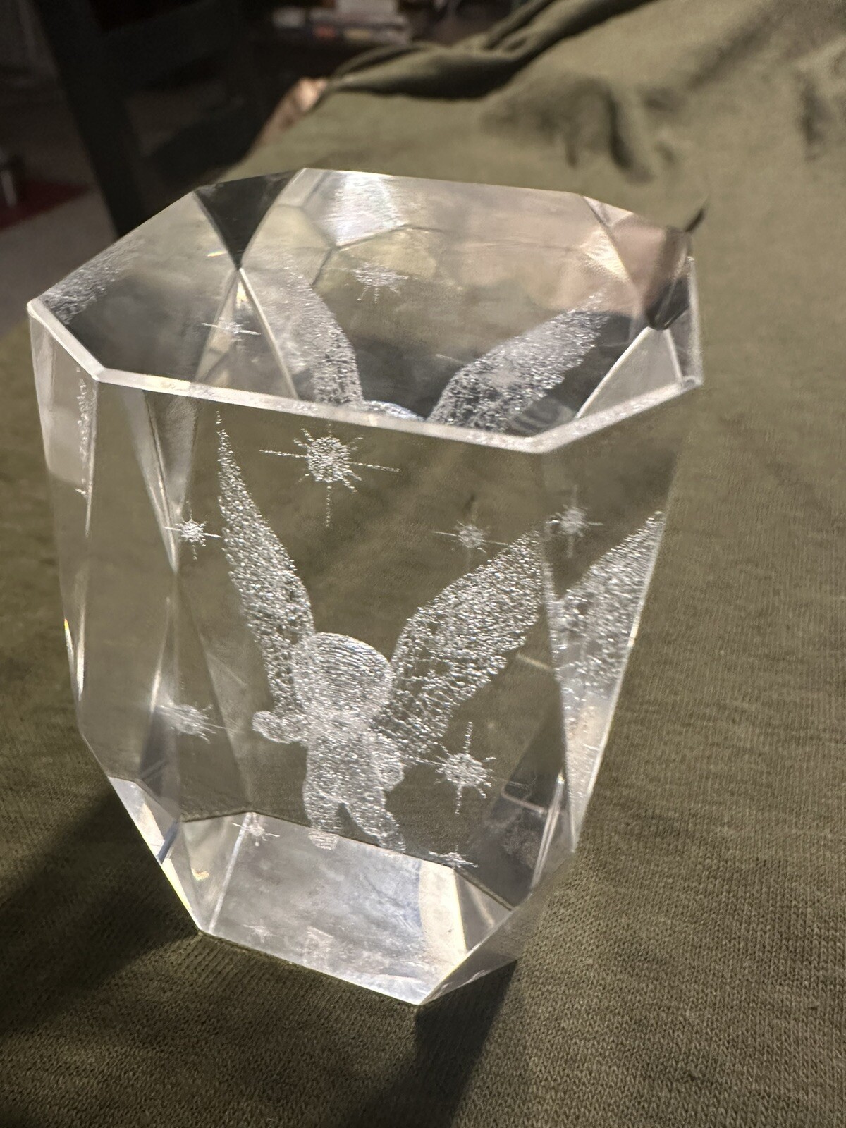 Laser Etched Glass Baby Angel Winged Cherub Paperweight Glass – 3.25 inches tall