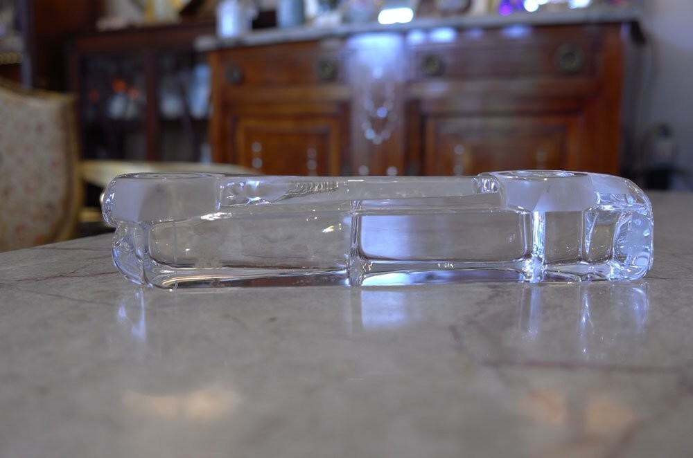 Daum Crystal Glass Classic Car Object 1970s Vintage W 10.6 x D 1.8 x H 2.7 in