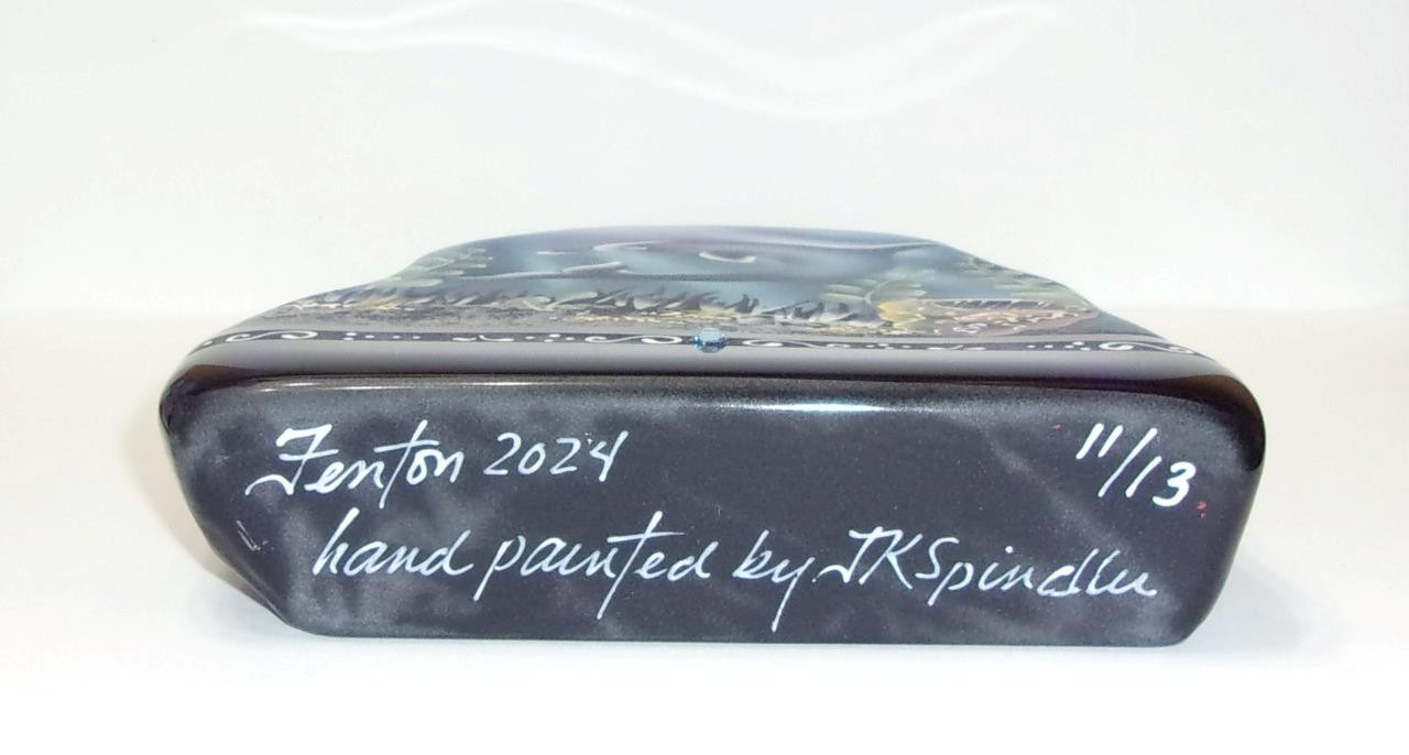 Fenton Glass Cobalt Blue Dolphin Seascape Paperweight Lt Ed JK Spindler #11/13