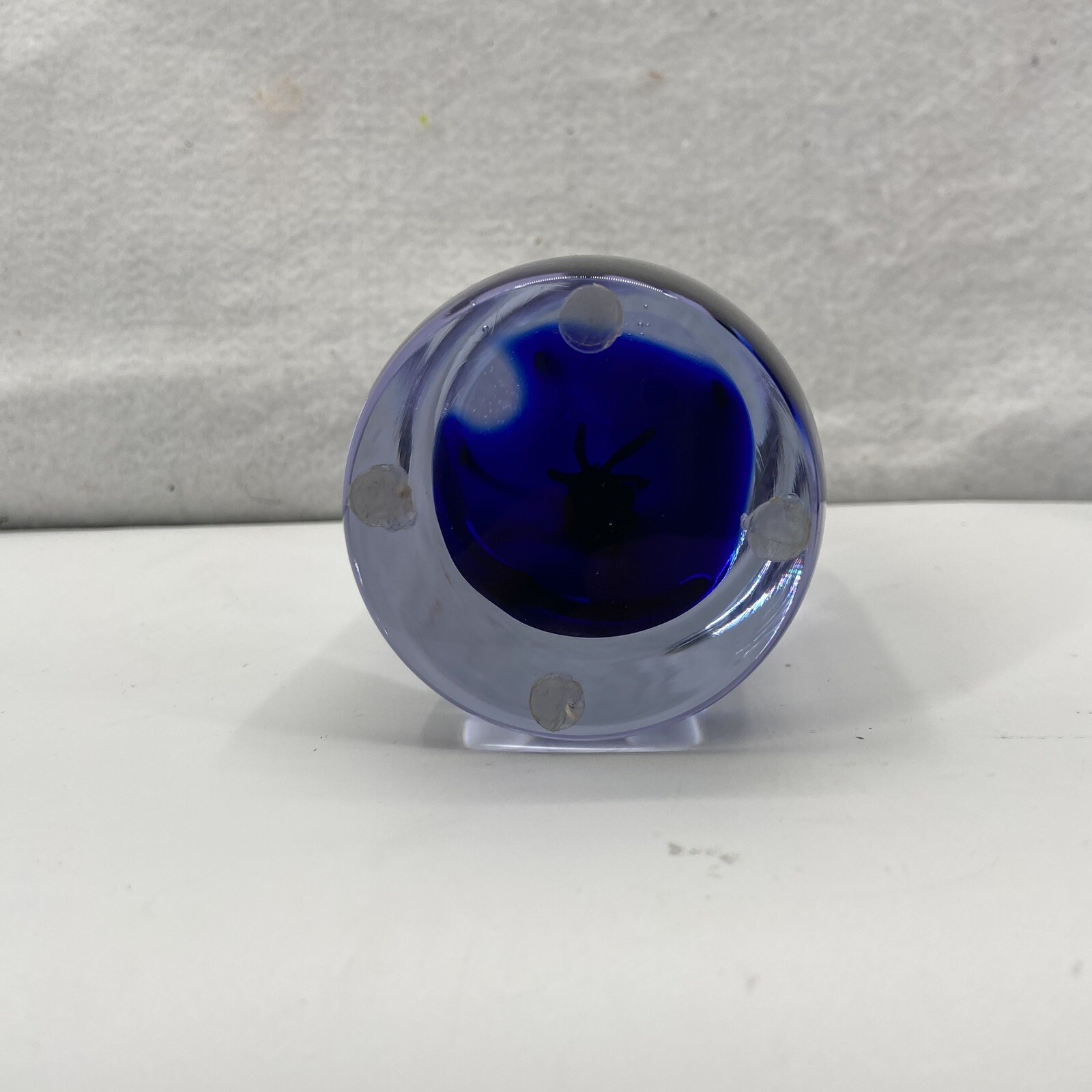 Lewis Dean LD Woodruff Art Glass Signed Sculpture Blue Tree Excellent Cond 5″