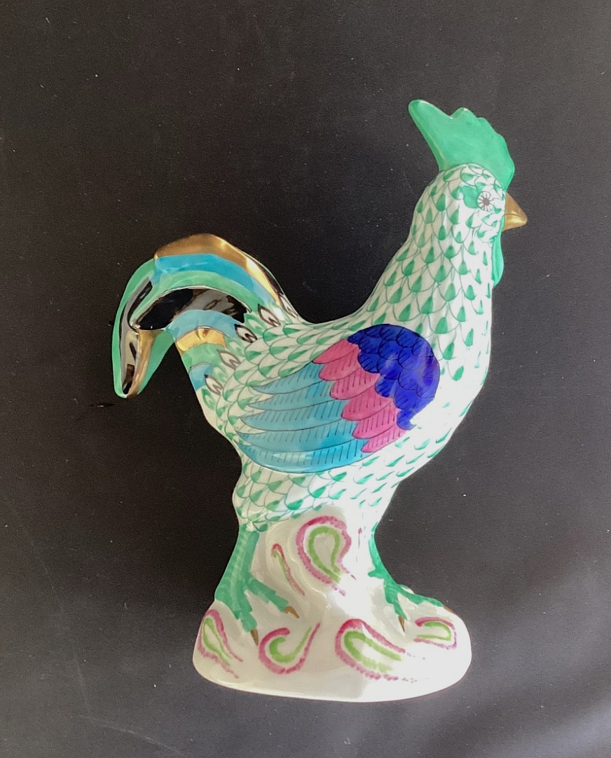 Herend Rooster Green Fishnet Herend