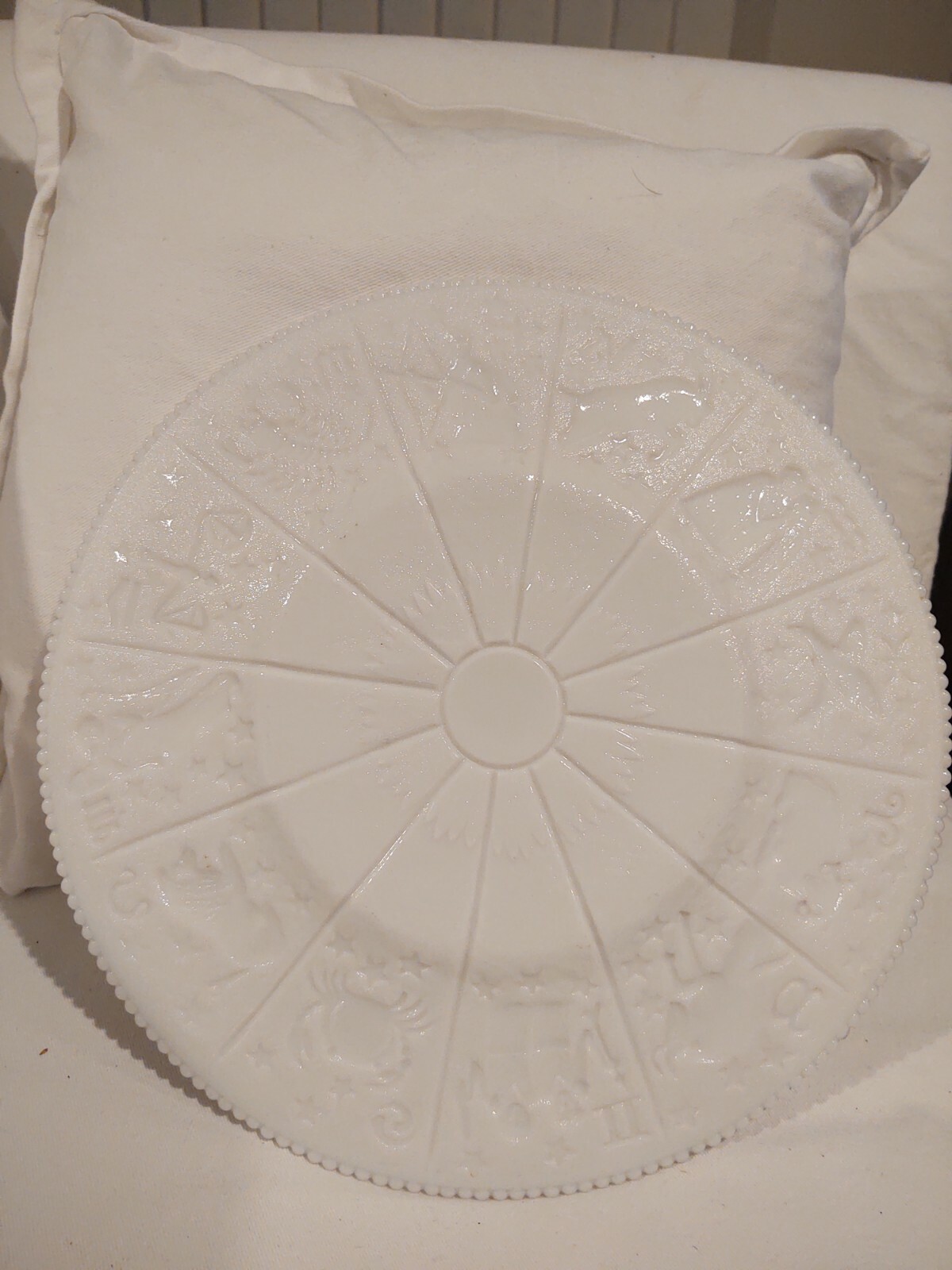 1950 Westmoreland Beaded Edge ZODIAC TORTE MILK GLASS…