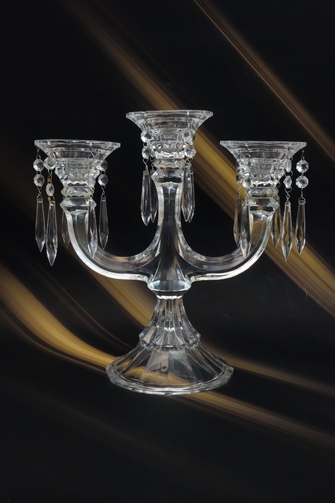 Vinrage Shannon Crystal Designs 3 Arm Candelabra W/ 14 Prisms 12-1/2″ High