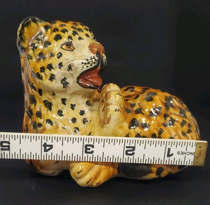 MCM Glazed Porcelian over Terracotta Leopard Cheetah Cub Figurine