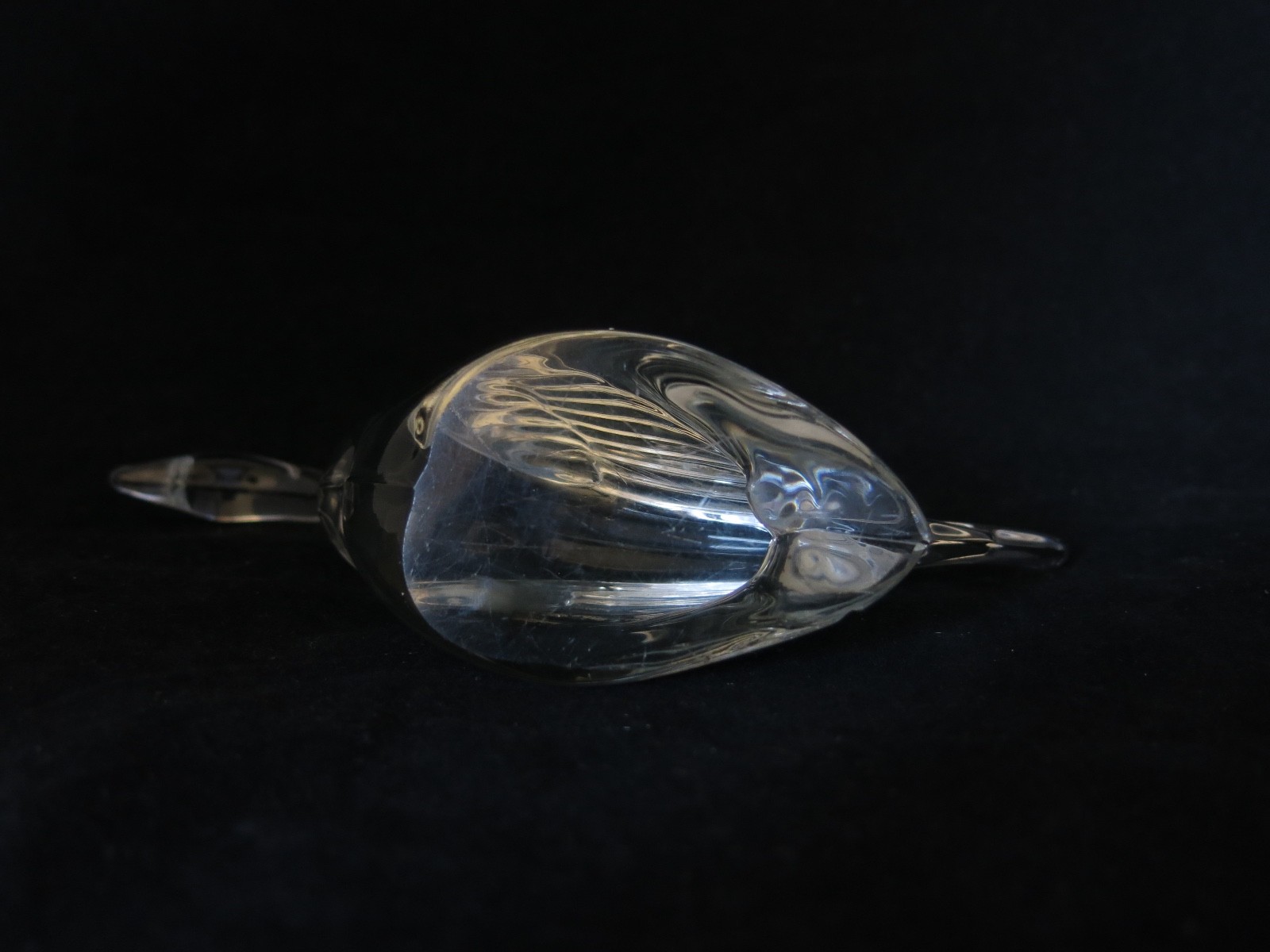Vtg Heisey Clear Crystal Glass Swan That Glows Green Under A Blacklight