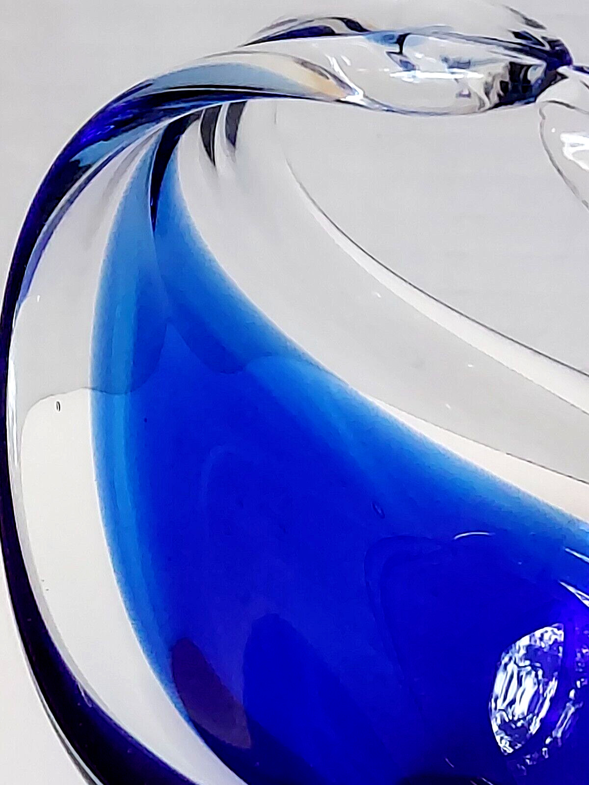 Vintage RYD glasbruk sweden Art Glass Cased blue clear basket bowl Murano style