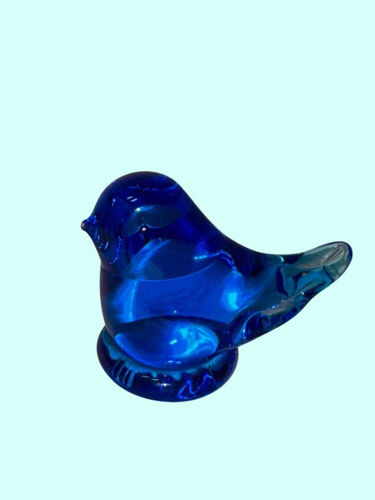 Blue Bird of happiness Glass Hand-Signed Byron Hicks 1985