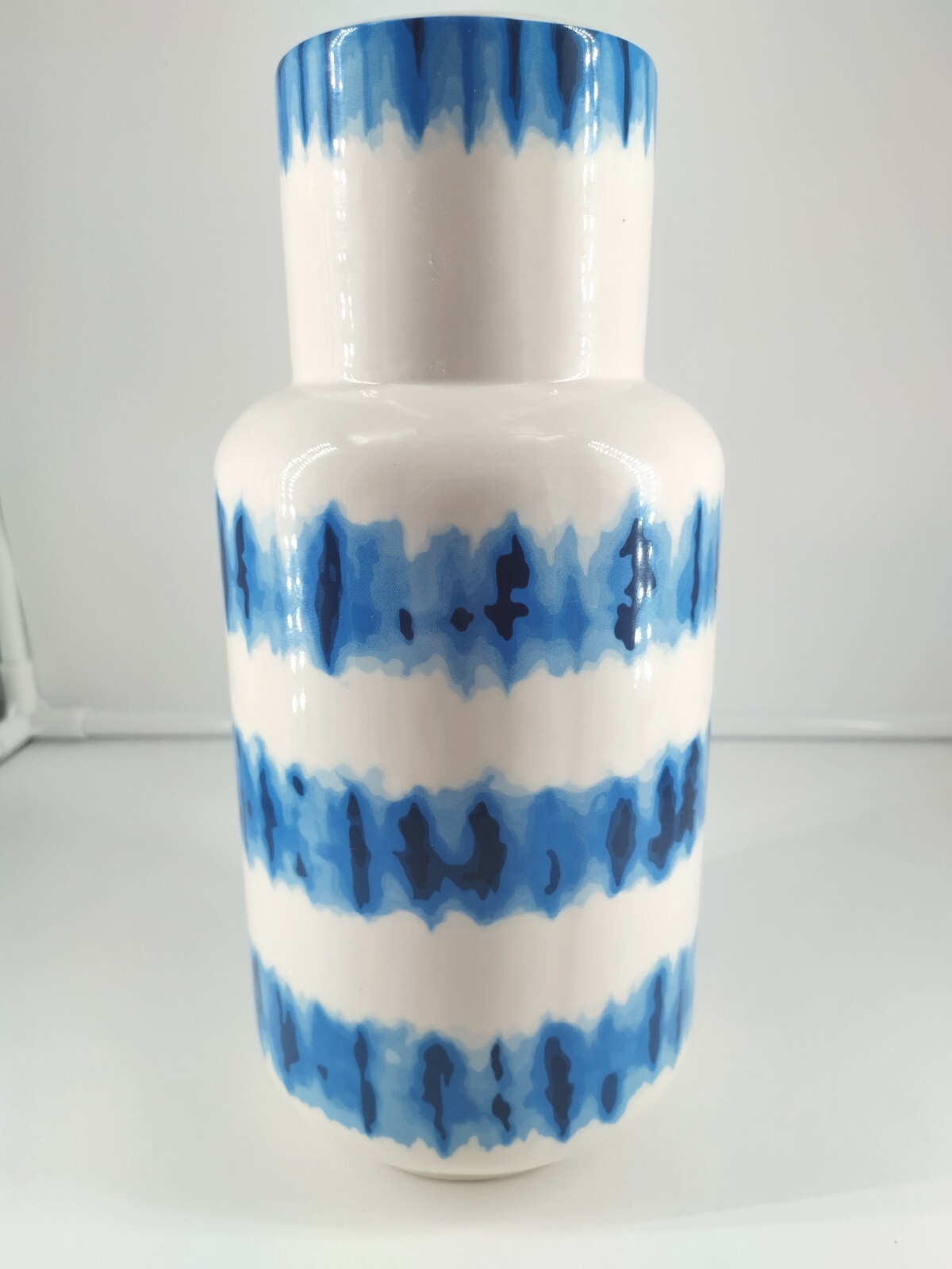 Blue Tie Dye Design Earthenware 10″ Vase Mid Century Design