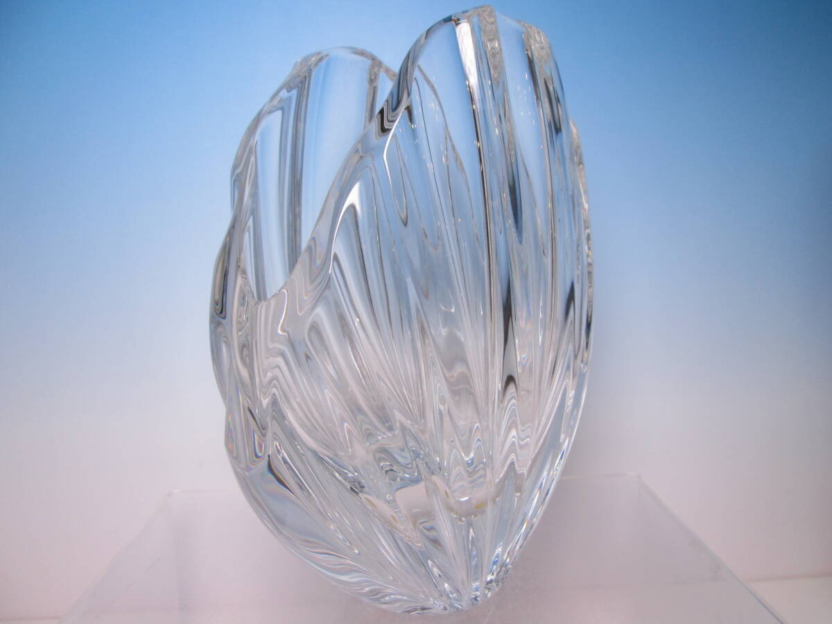 BACCARAT Shell Shape Flower Vase 20.5cm No Case Rigotto Crystal