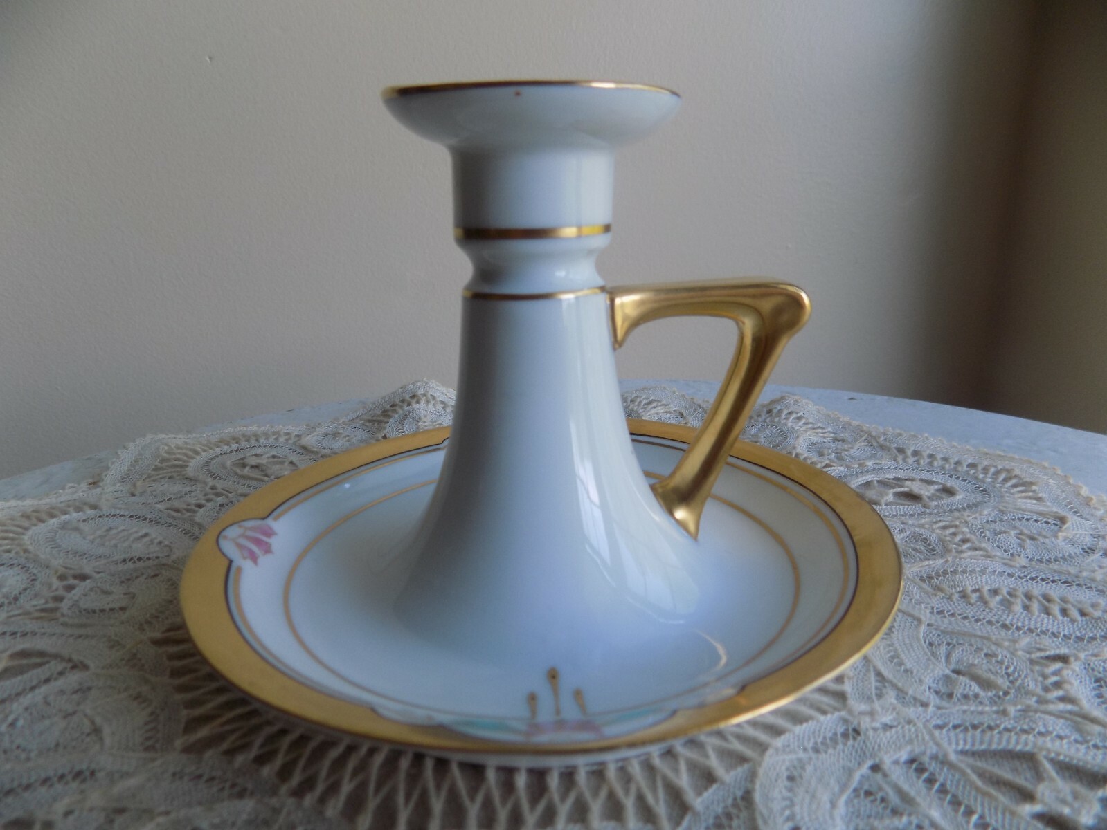 Antique Pickard Hand painted Candle Holder Art Deco
