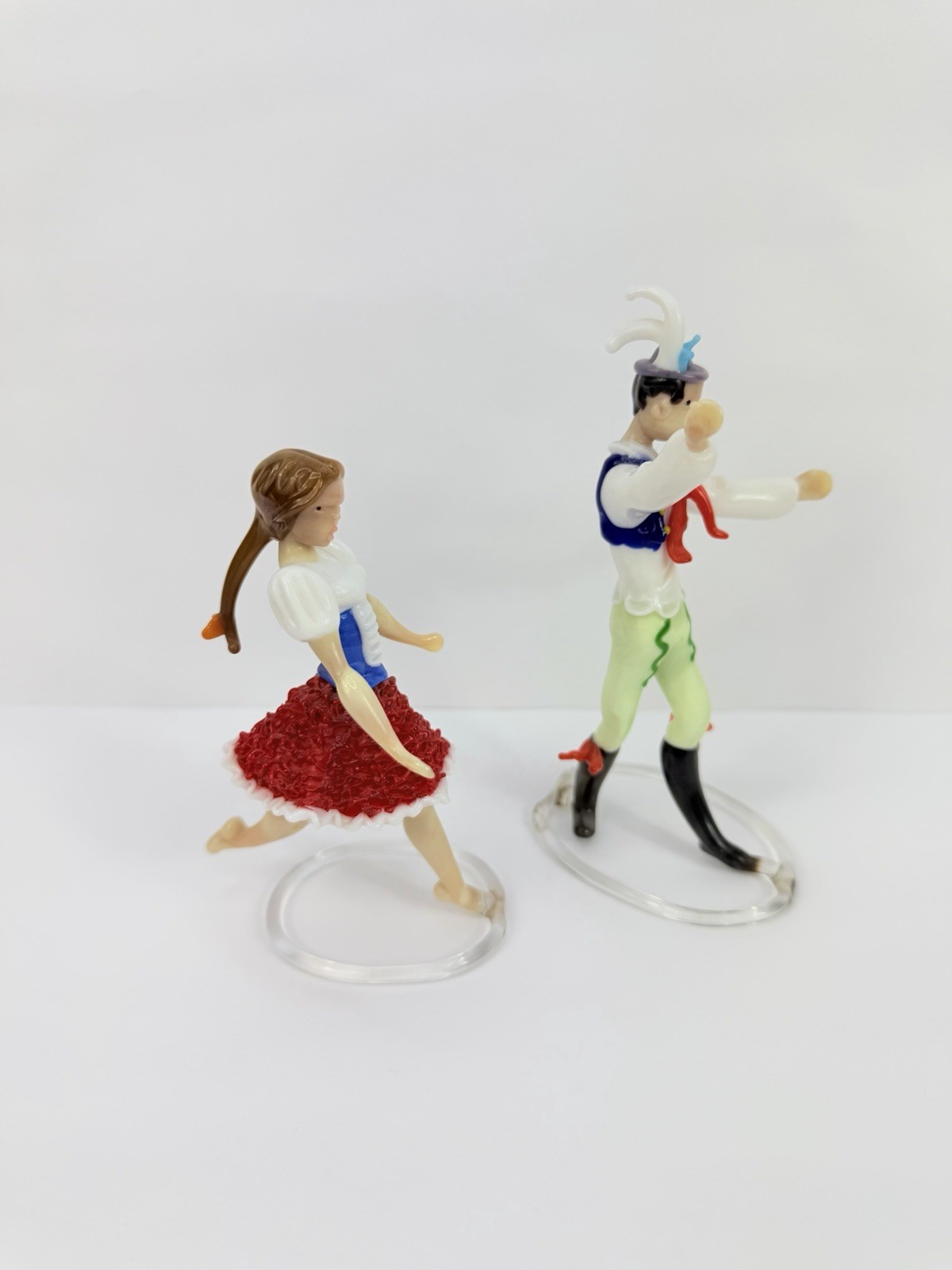 Jaroslav Brychta Lampwork Glass Dancing Boy and Girl Figurine Zelezny Brod 1940s