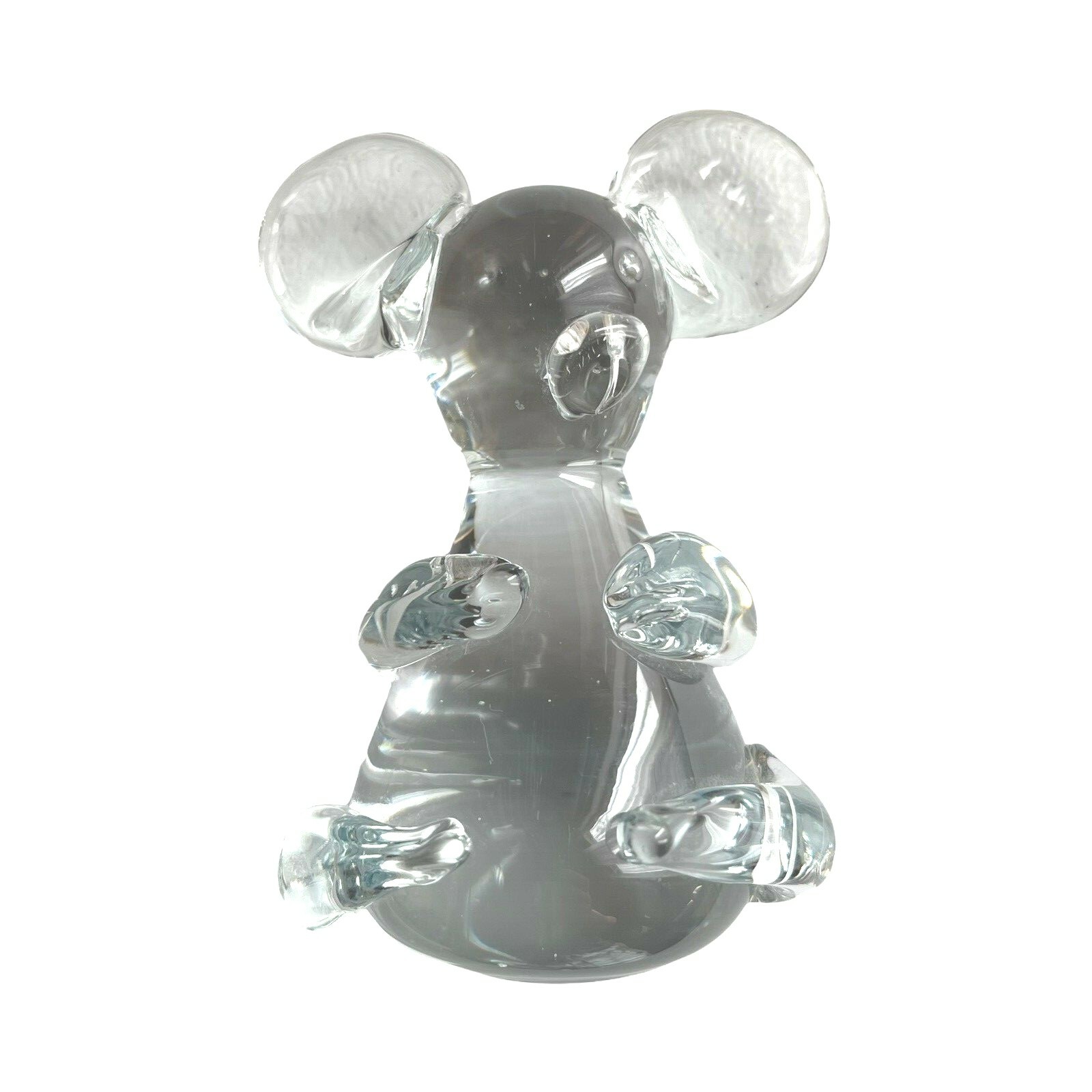 Glass Mouse Figurine Paperweight Clear Mouse Polished Bottom Few Bubbles