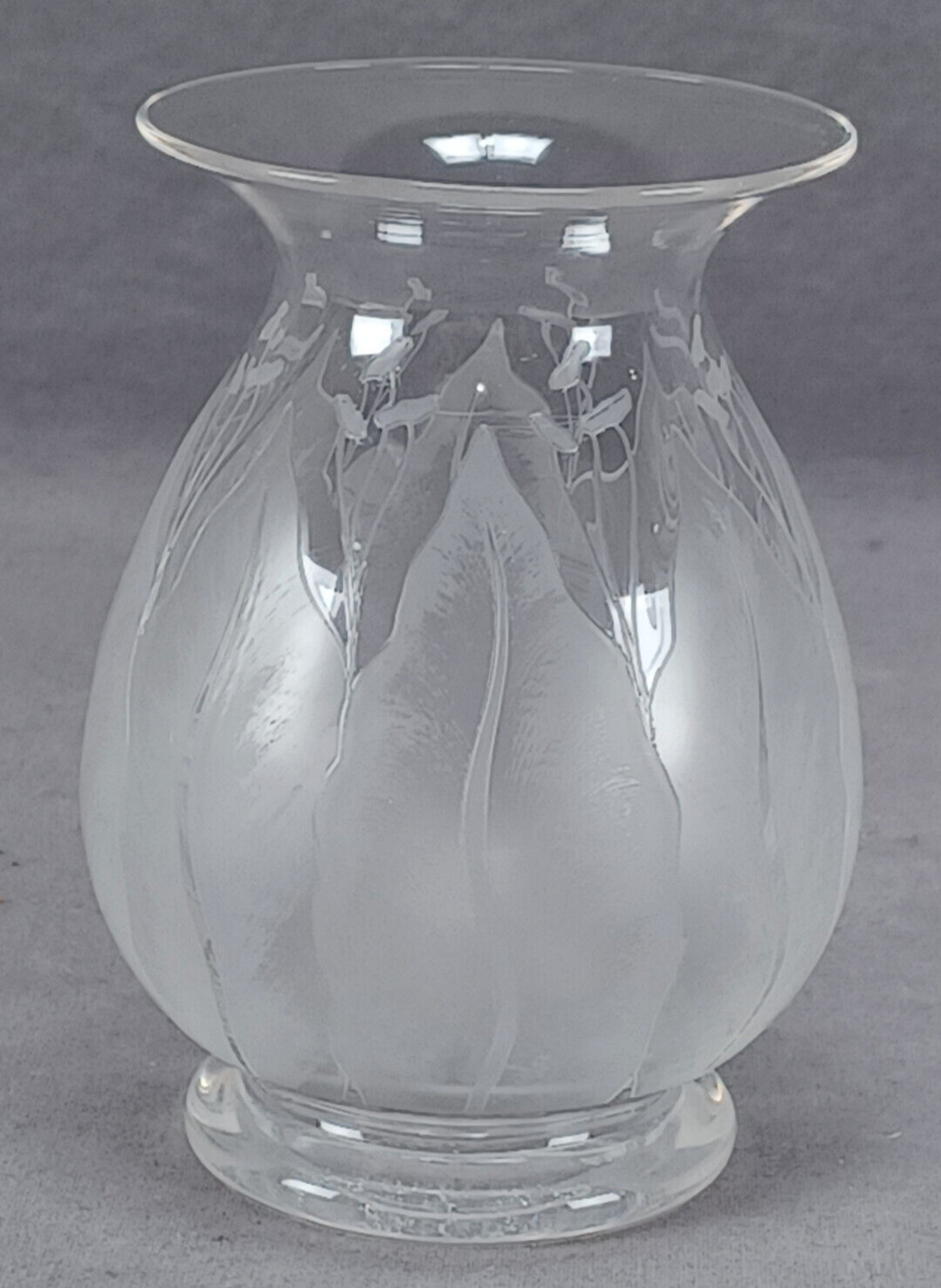 Dorflinger Kalana Lily Acid Etched 4 1/2 Inch Small Glass Vase Circa 1918-1919