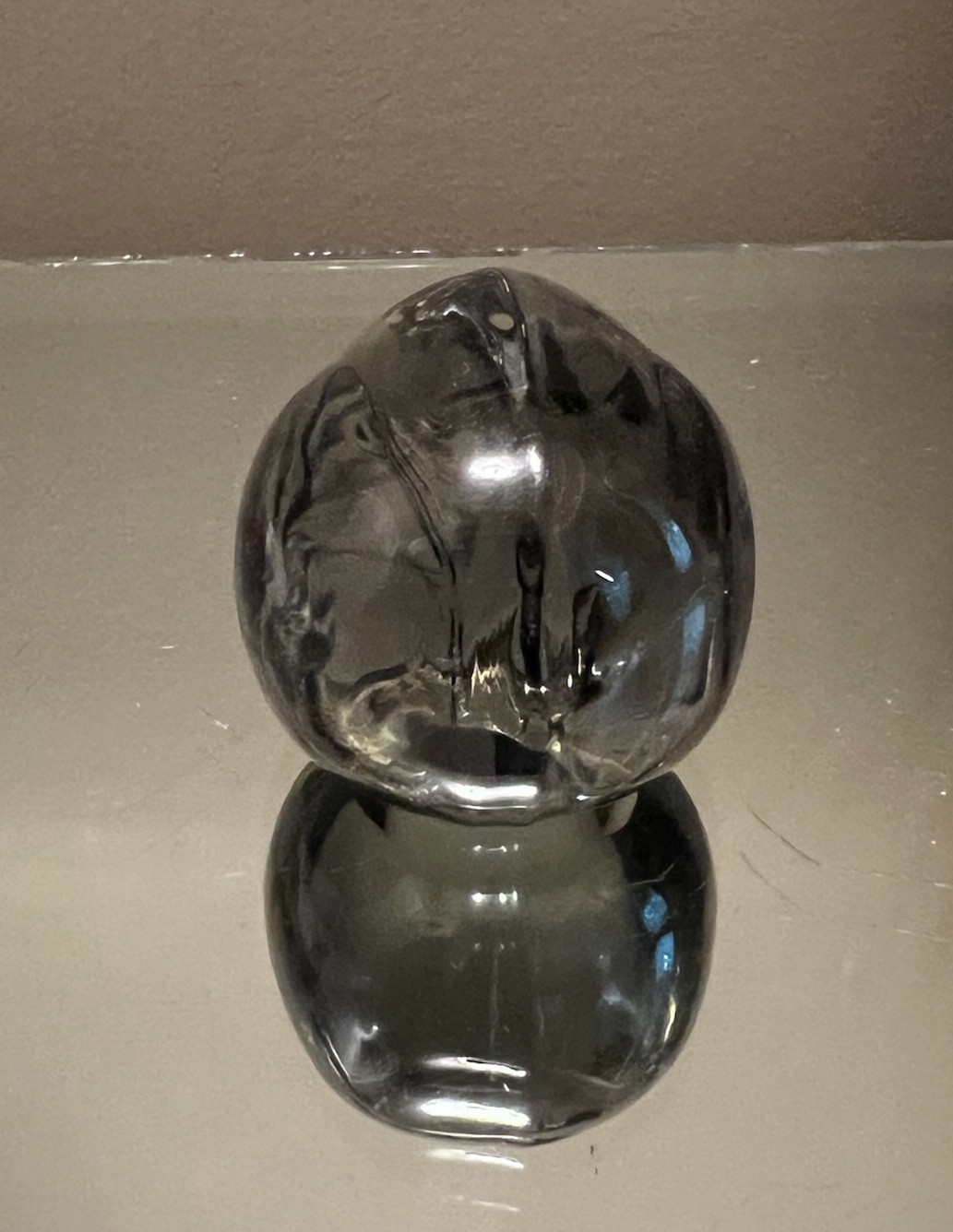 Smoke Gray Crystal Glass Mouse Paperweight Figurine 2 1/2”