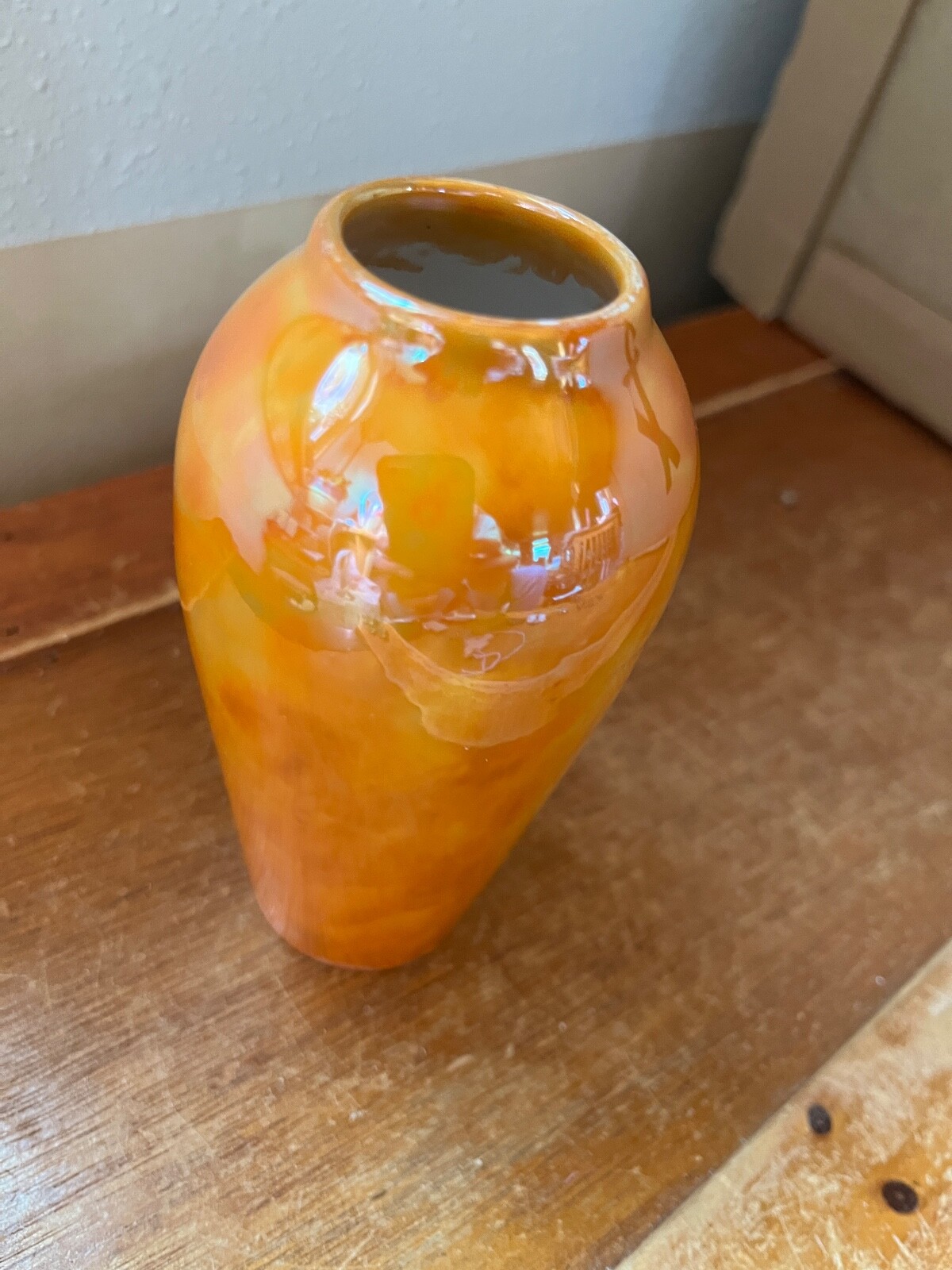 Vintage Made in Japan Marked Small Yummy Orange Luster Porcelain Vase – 4.75 in