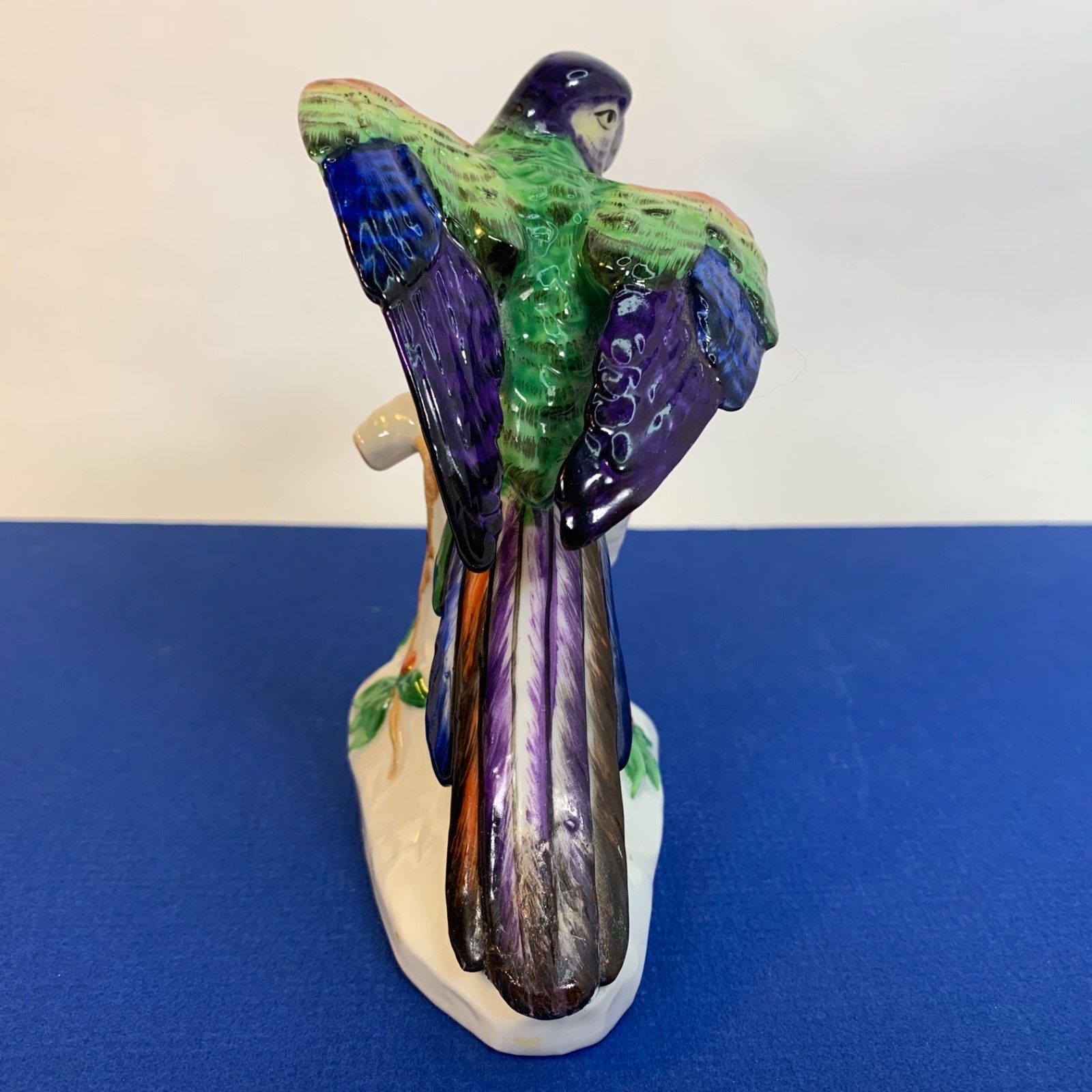 Antique Porcelain Parrot Bird Figurine Adolf Leube of Dresden Germany 4.5″