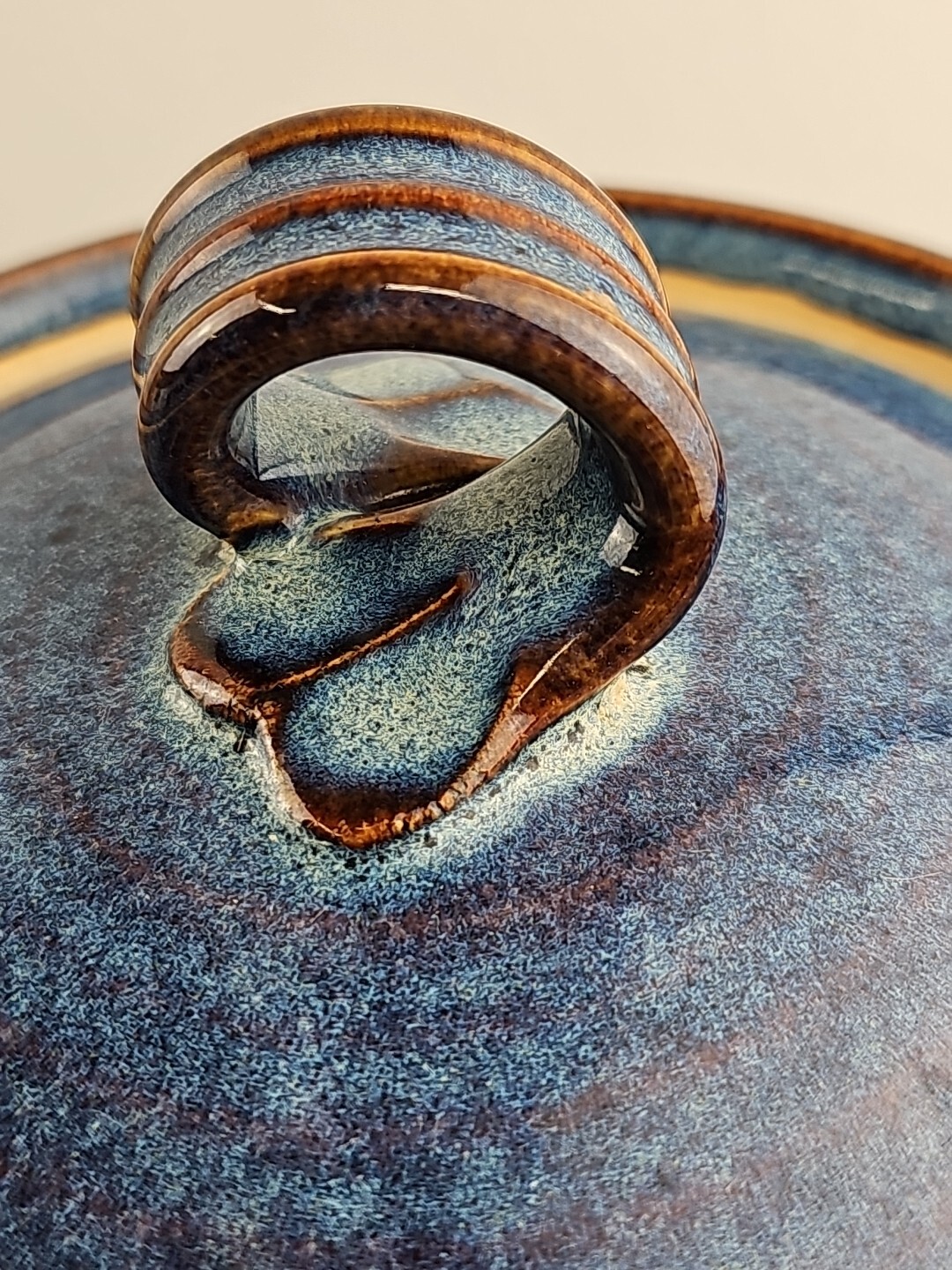 Vintage Studio Art Pottery Cannister Cobalt Blue Shades Artist Signed Marguerite