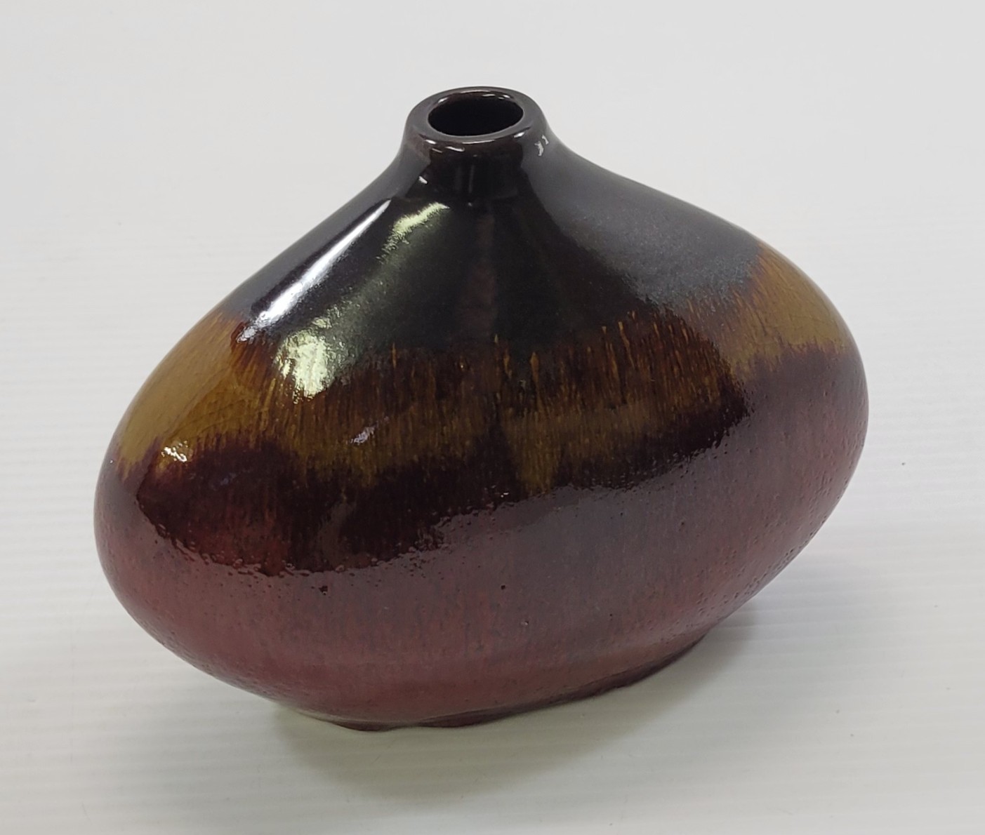 U) Drip Glazed Pottery Tabletop Brown Vase Decor
