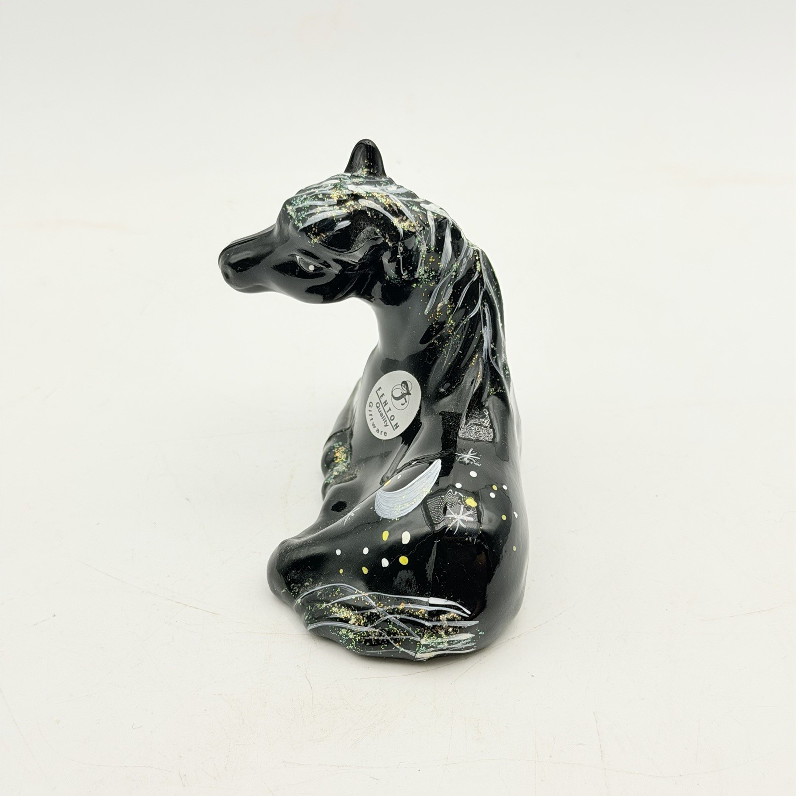 Fenton Art Glass Black Moon Stars Foal Horse Pony Figurine – signed