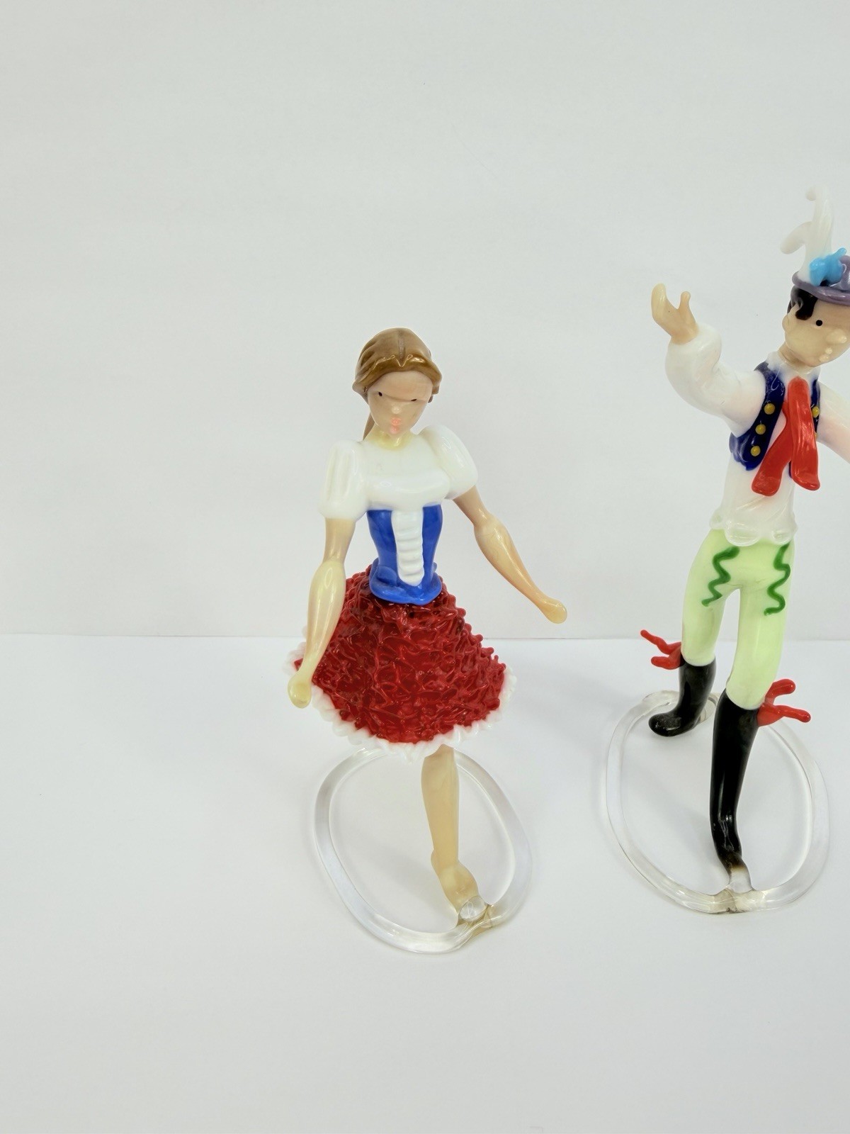Jaroslav Brychta Lampwork Glass Dancing Boy and Girl Figurine Zelezny Brod 1940s