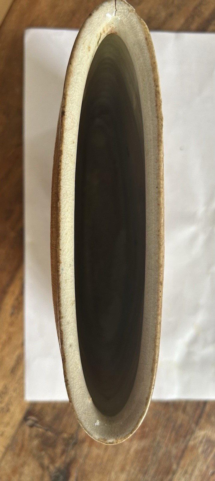 Sam Taylor Pottery Ceramic Narrow Oval Vase / Vessel Fish On Both Sides