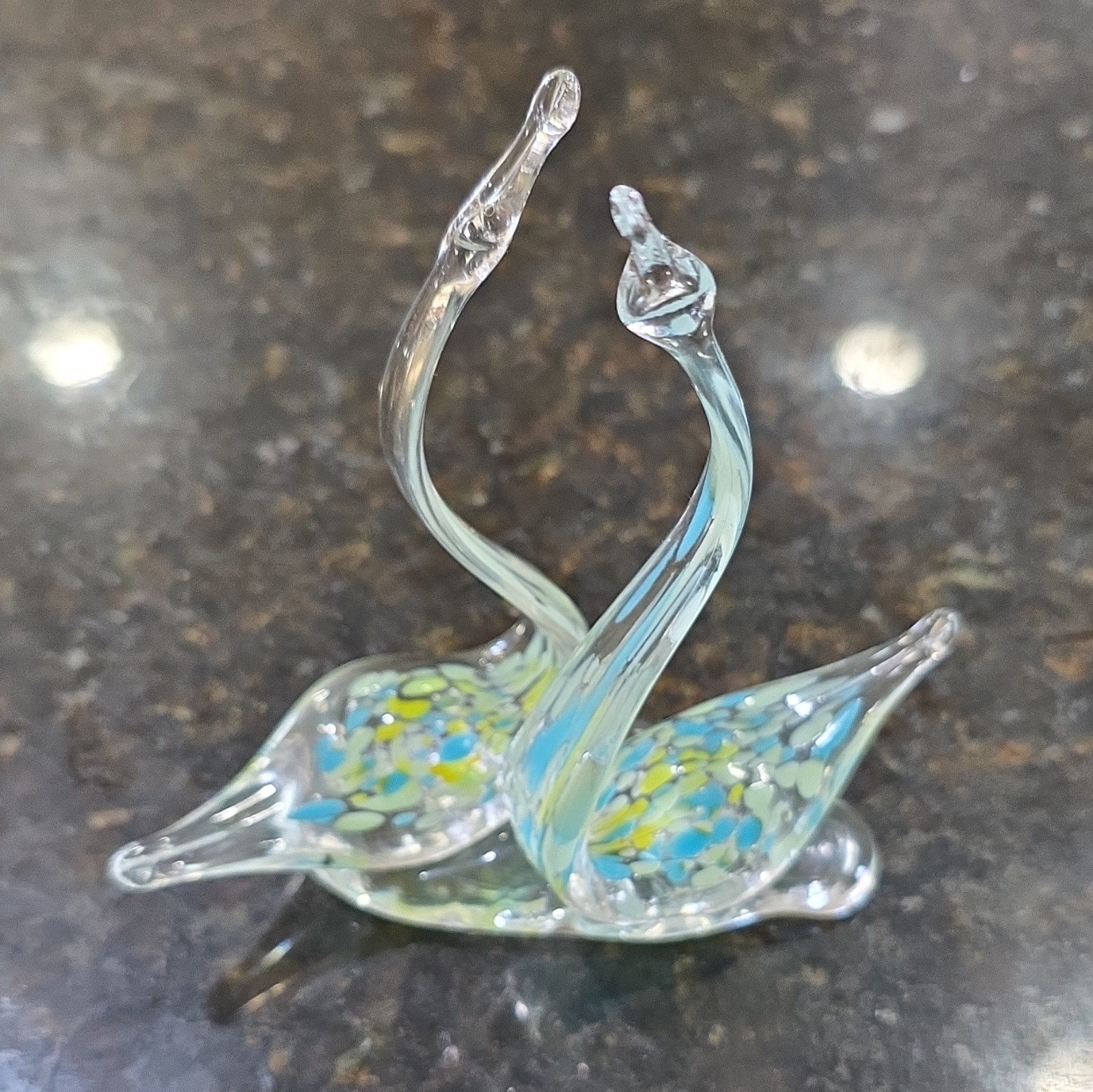 Vintage German Lead Crystal Swan Figurine Pair.