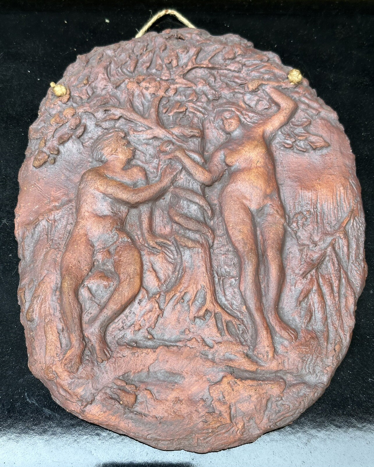 Adam & Eve Art Pottery Plaque