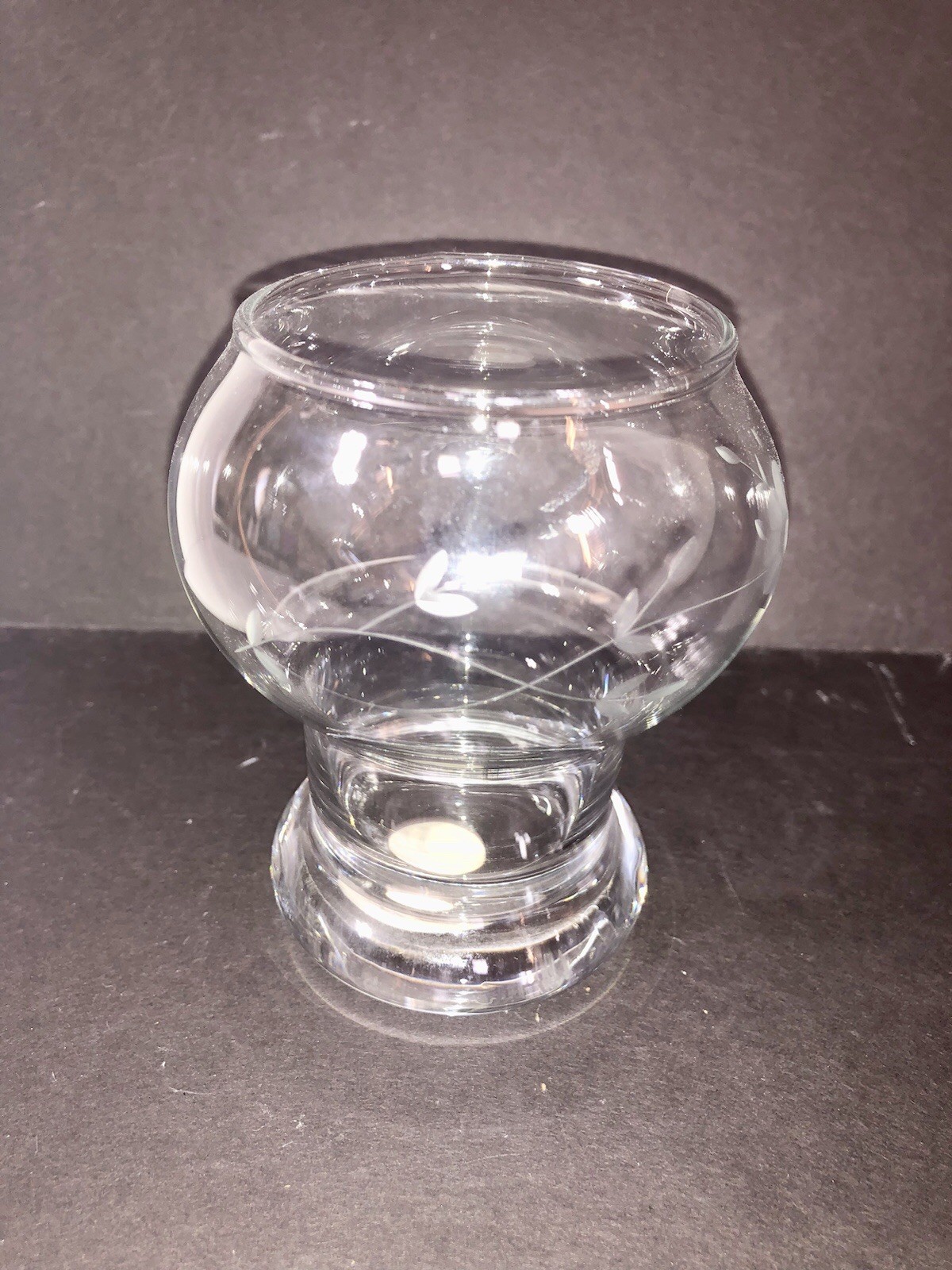 Vtg Princess House Heritage Pattern Votive Candle Holder Crystal Clear Glass 4”
