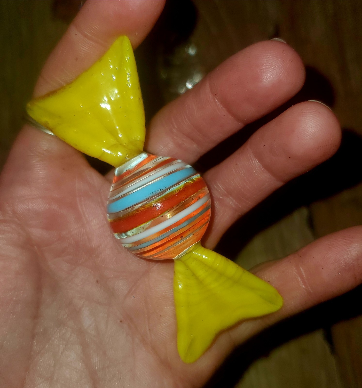 Set of 5 Handmade Multicolor Decorative Art Glass Blown Candy (1 Broken)