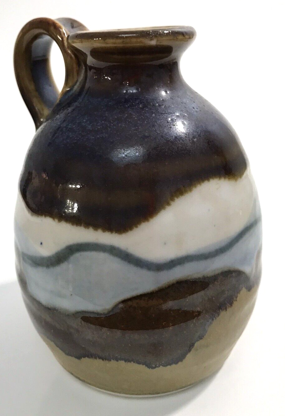 Studio Art Pottery Jug Vase 4.5 Inches Hand Crafted Signed 1985 Vintage