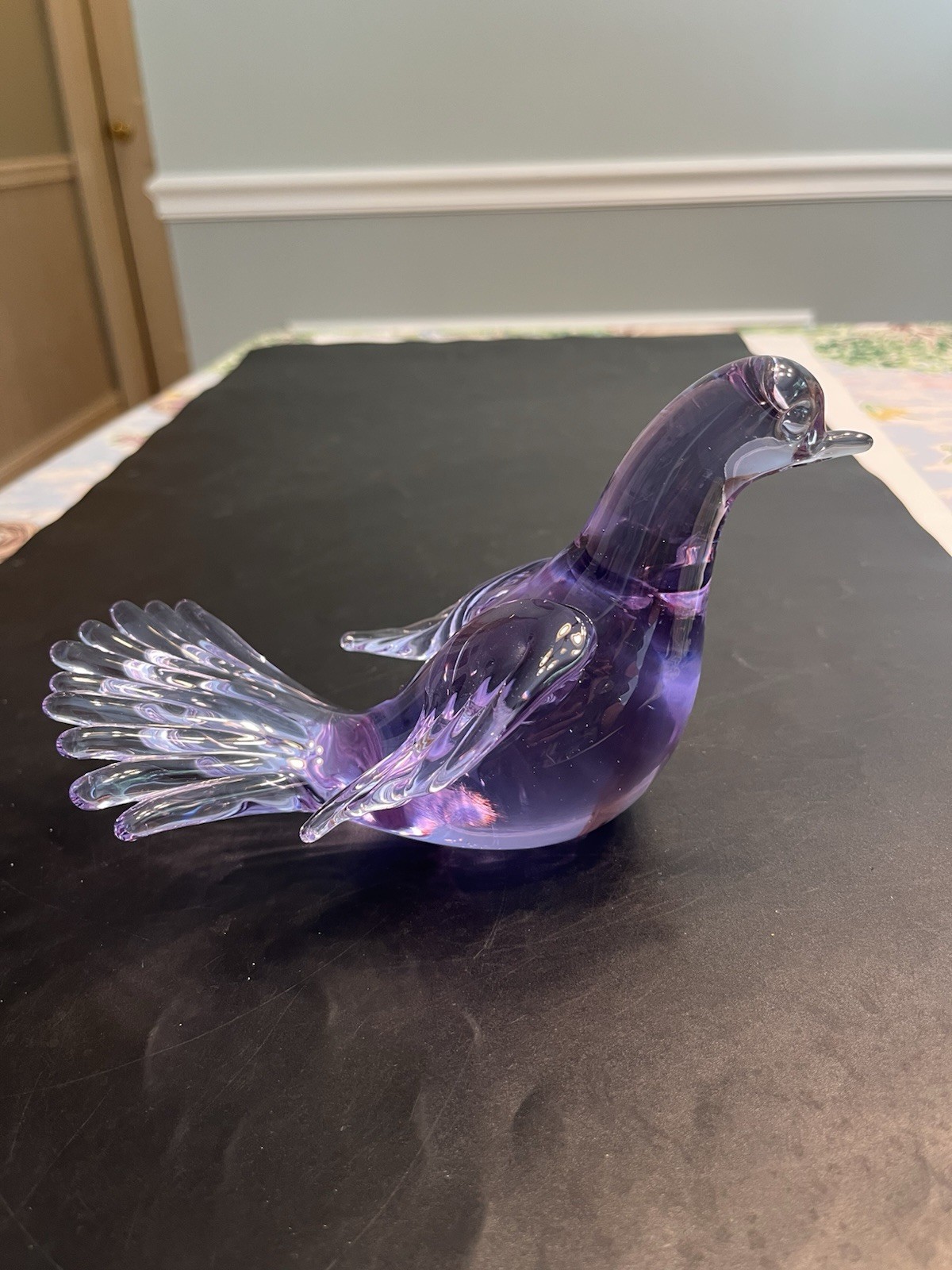 Large Murano Art Glass Purple Blue Dove Bird Figurine Neodymium