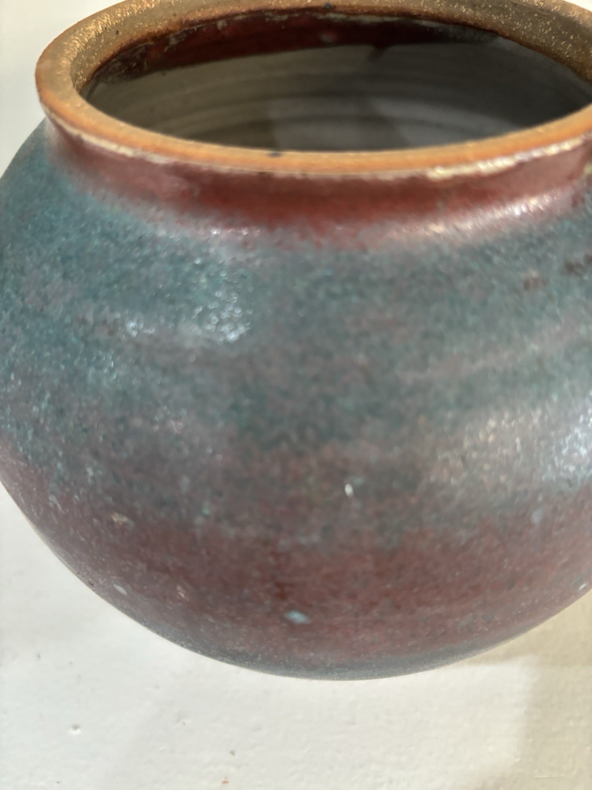 Vintage Art Pottery Vase Signed And Dated 6 Inches Tall 7 Inches Wide