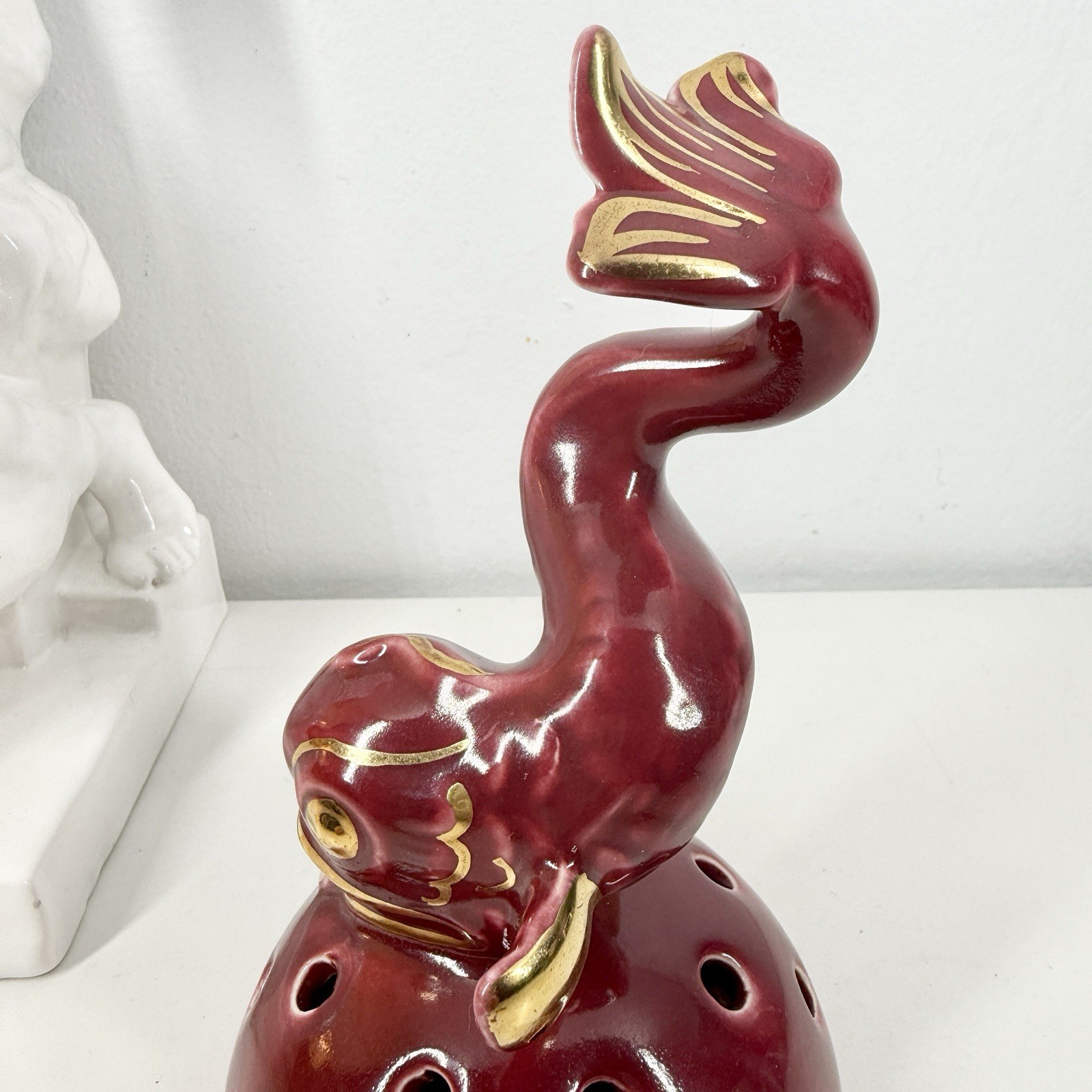 ARTHUR PERCY Art Deco FLOWER FROG Rod Rubyn DOLPHIN Upsala Ekeby GEFLE Sweden