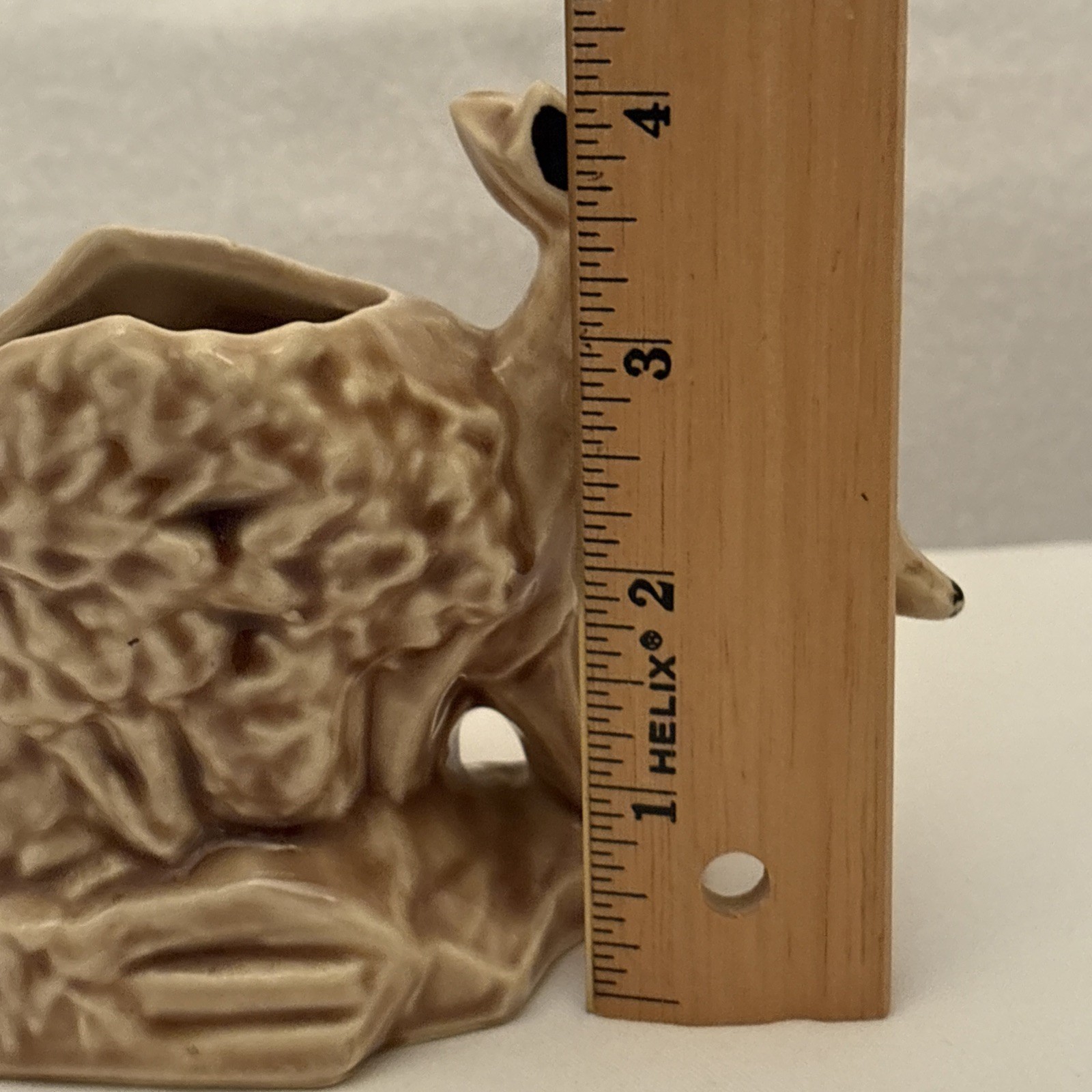 Vintage McCoy Pottery Deer & Fawn Woodland Beige/Brown Glaze Ceramic 4” Planter
