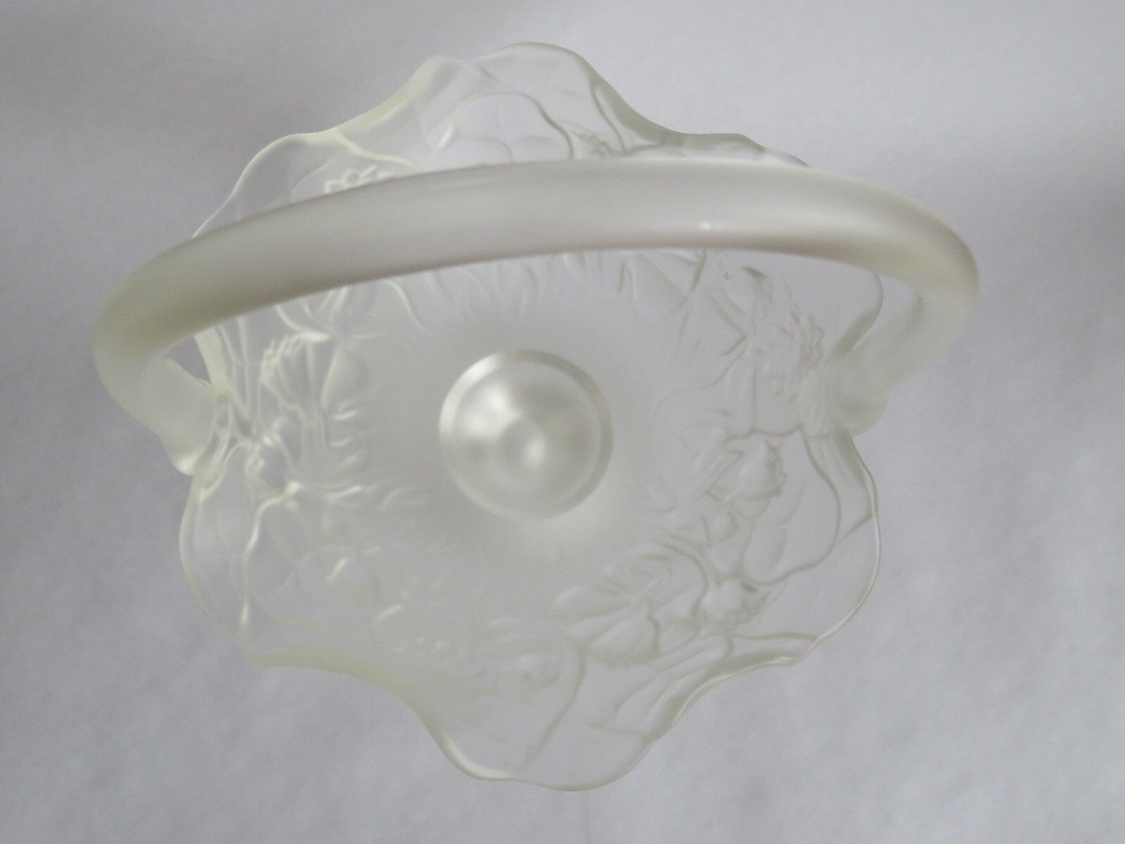 Fenton Opalescent Glass Satin Embossed Flowers Pedestal Basket VINTAGE
