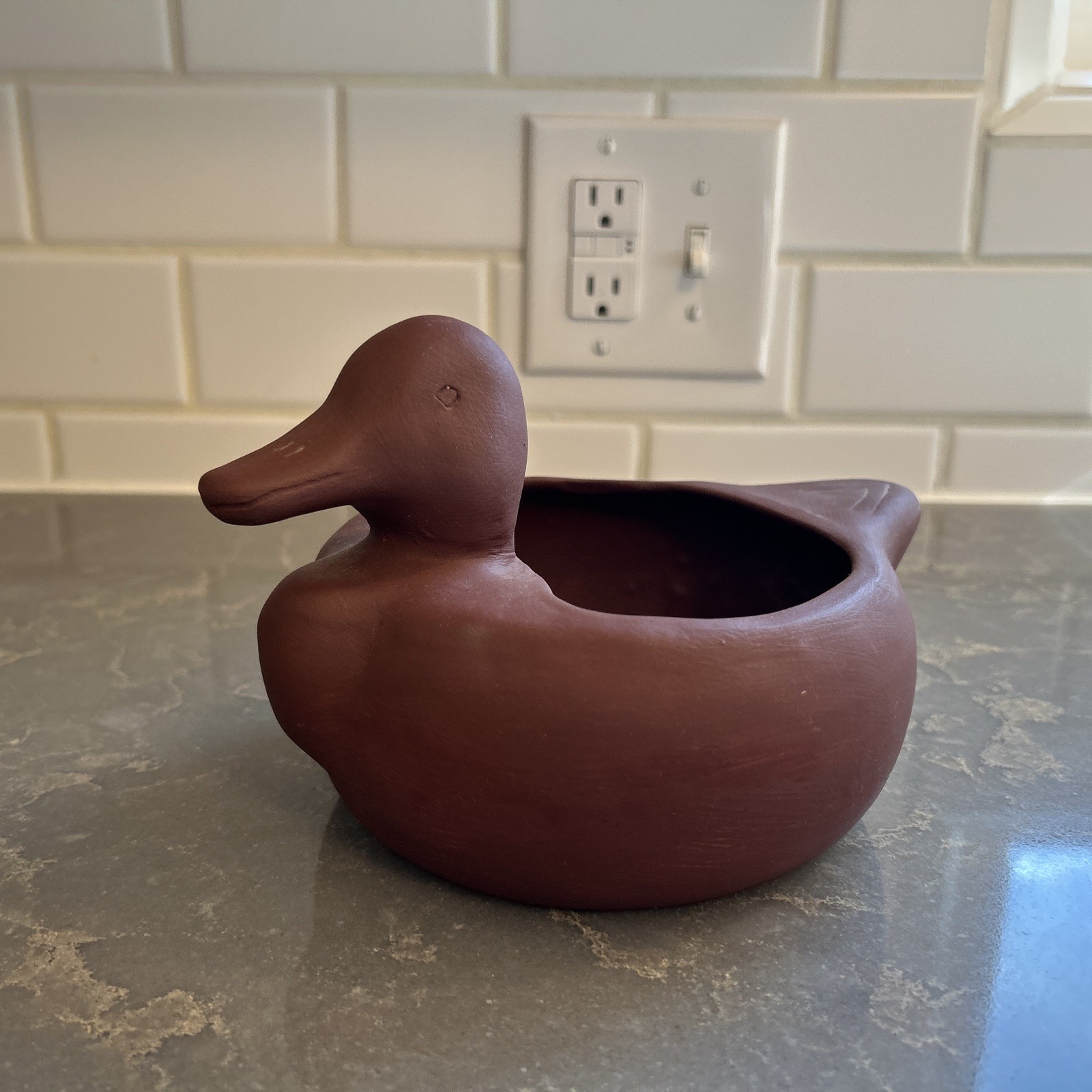 Cherokee Heritage Pottery Duck Planter Clay Native American Art HTF RARE Signed