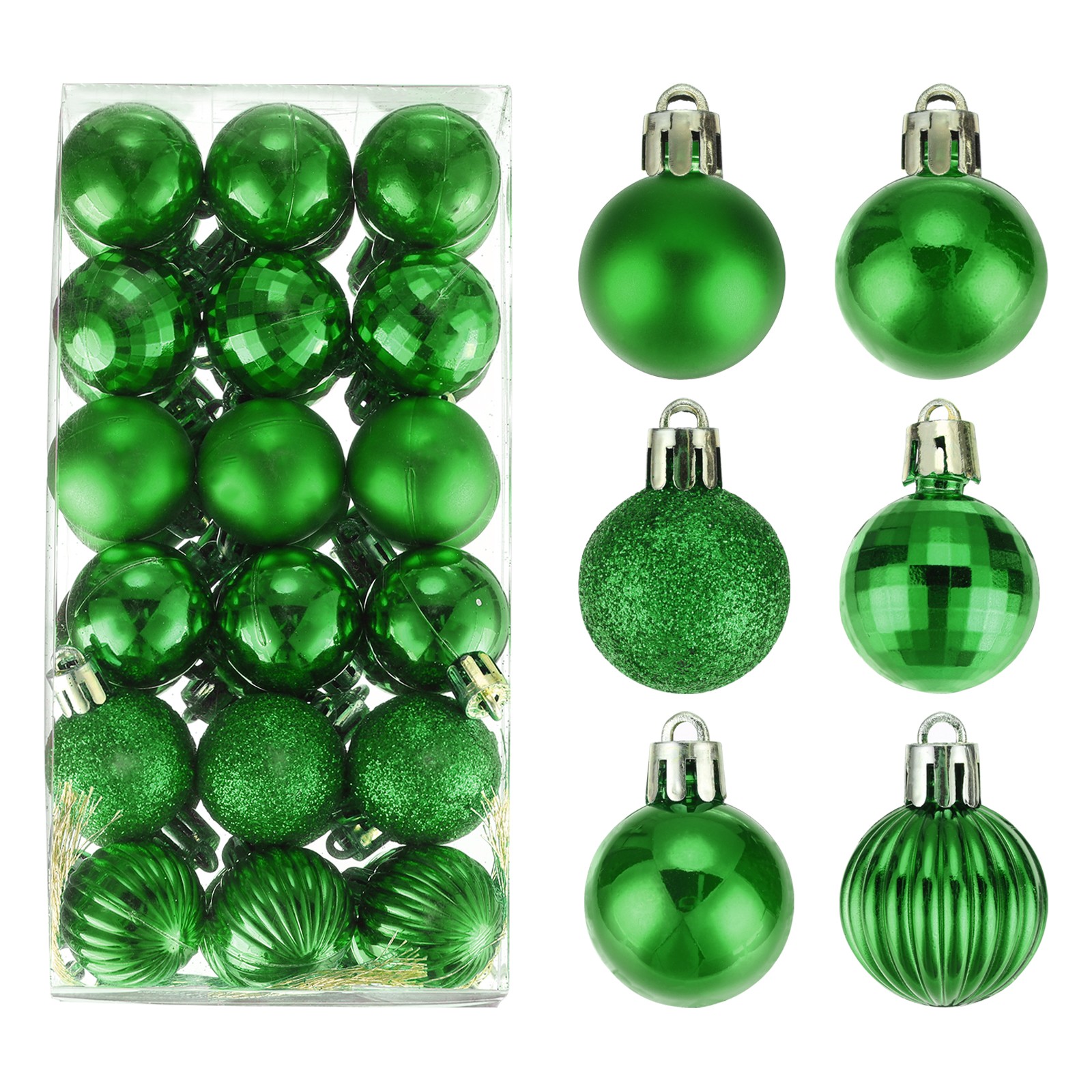 36Pcs Christmas Ball Ornaments Christmas Tree Decorations Green 1.2″/3CM