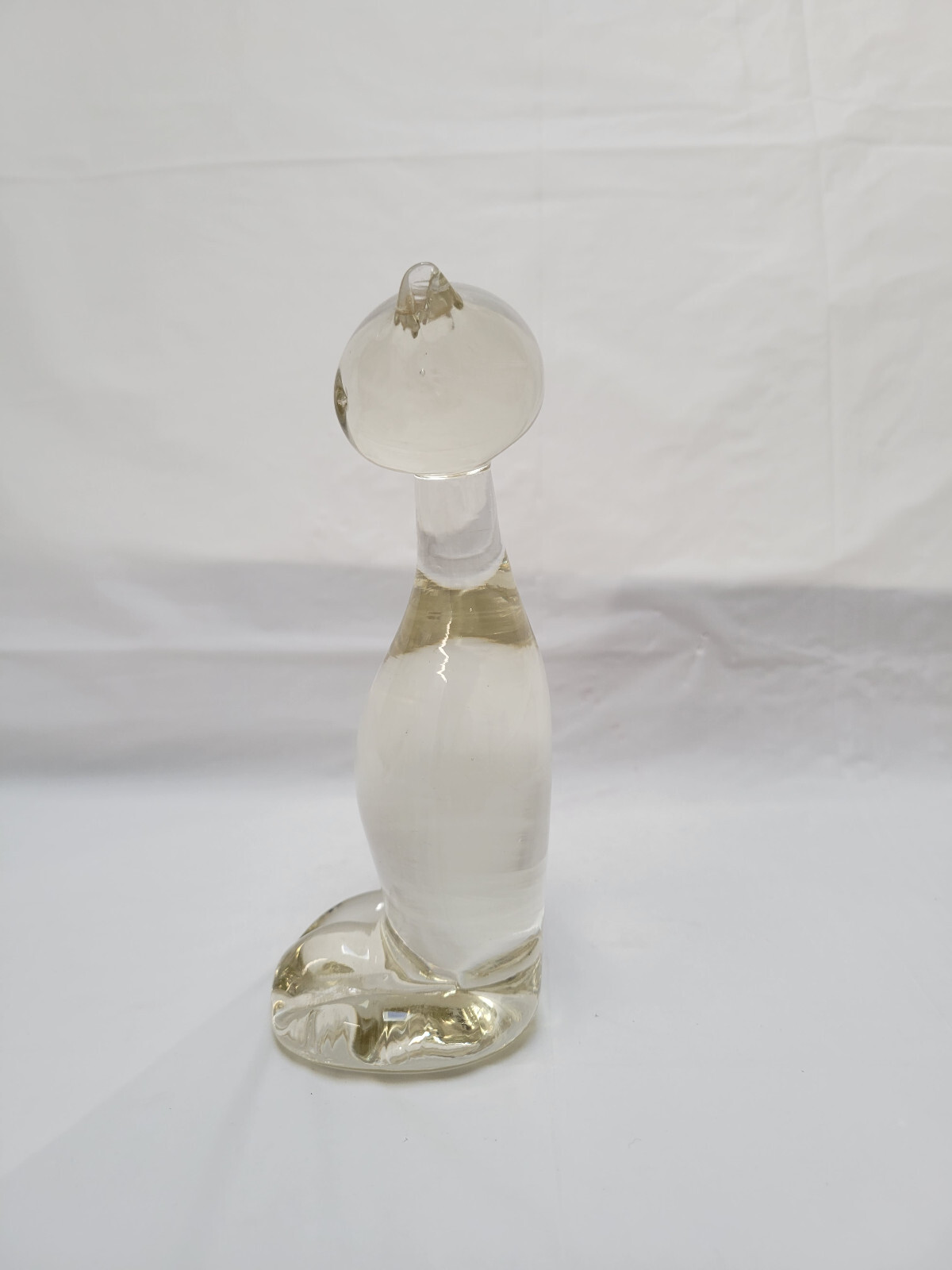 Vintage Rainbow Art Glass Company Clear Glass Cat Figurine About 6 1/2 inches
