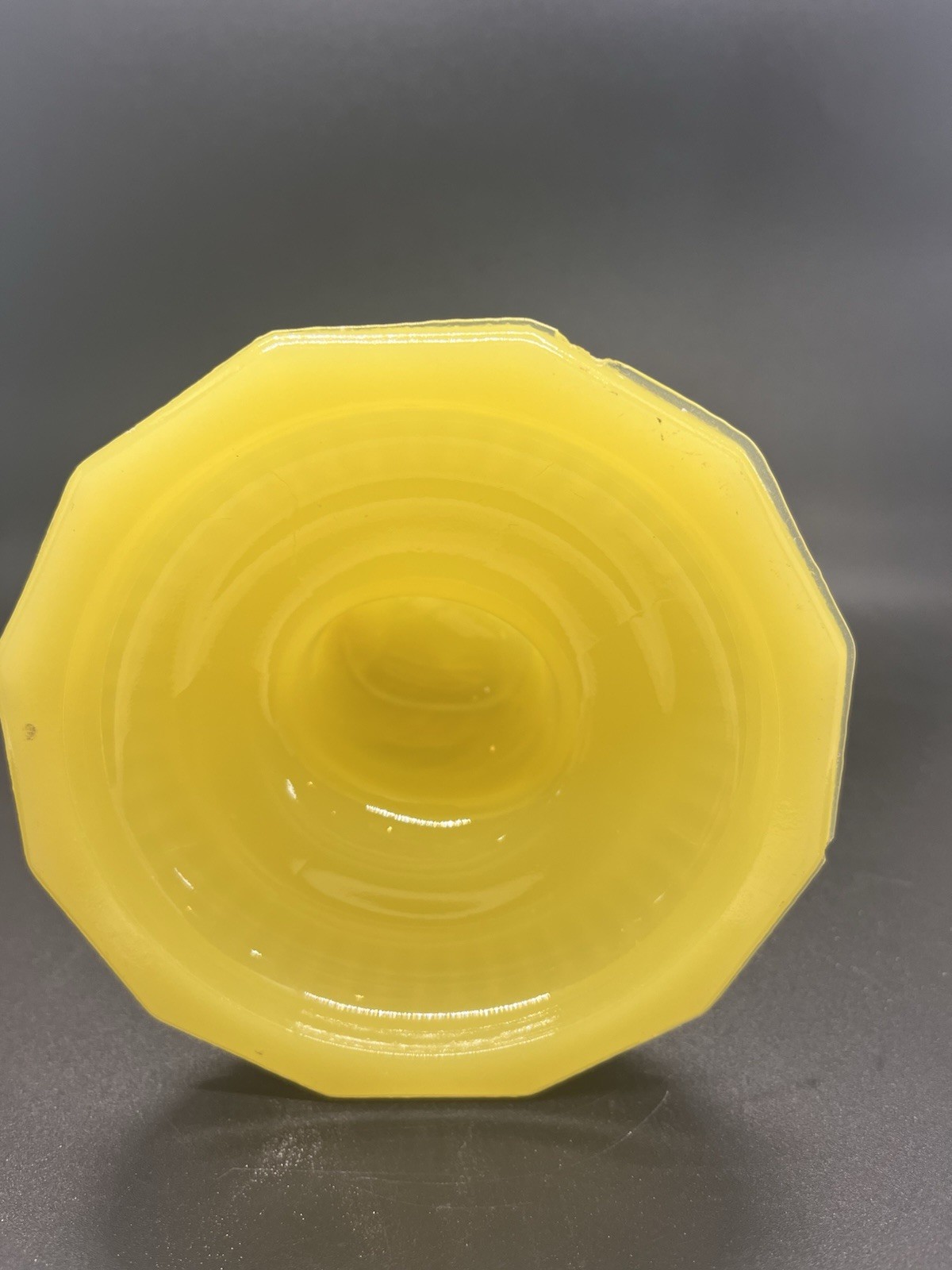 EAPG Rare Vntg Portieux Vallerysthal Canary Vaseline Glass Dolphin Candlestick